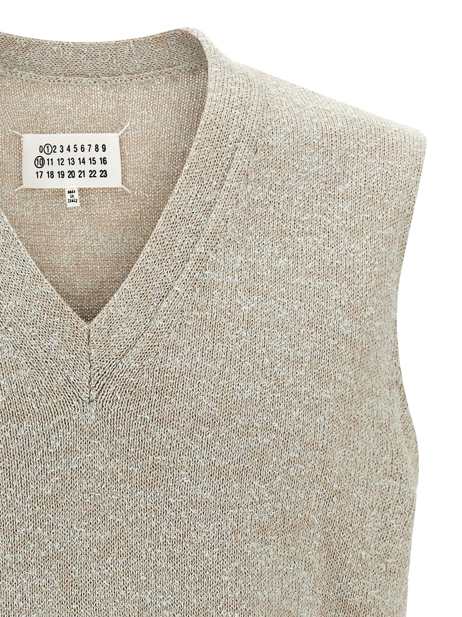 Maison Margiela Beige Cotton Sleeveles Men's Sweater