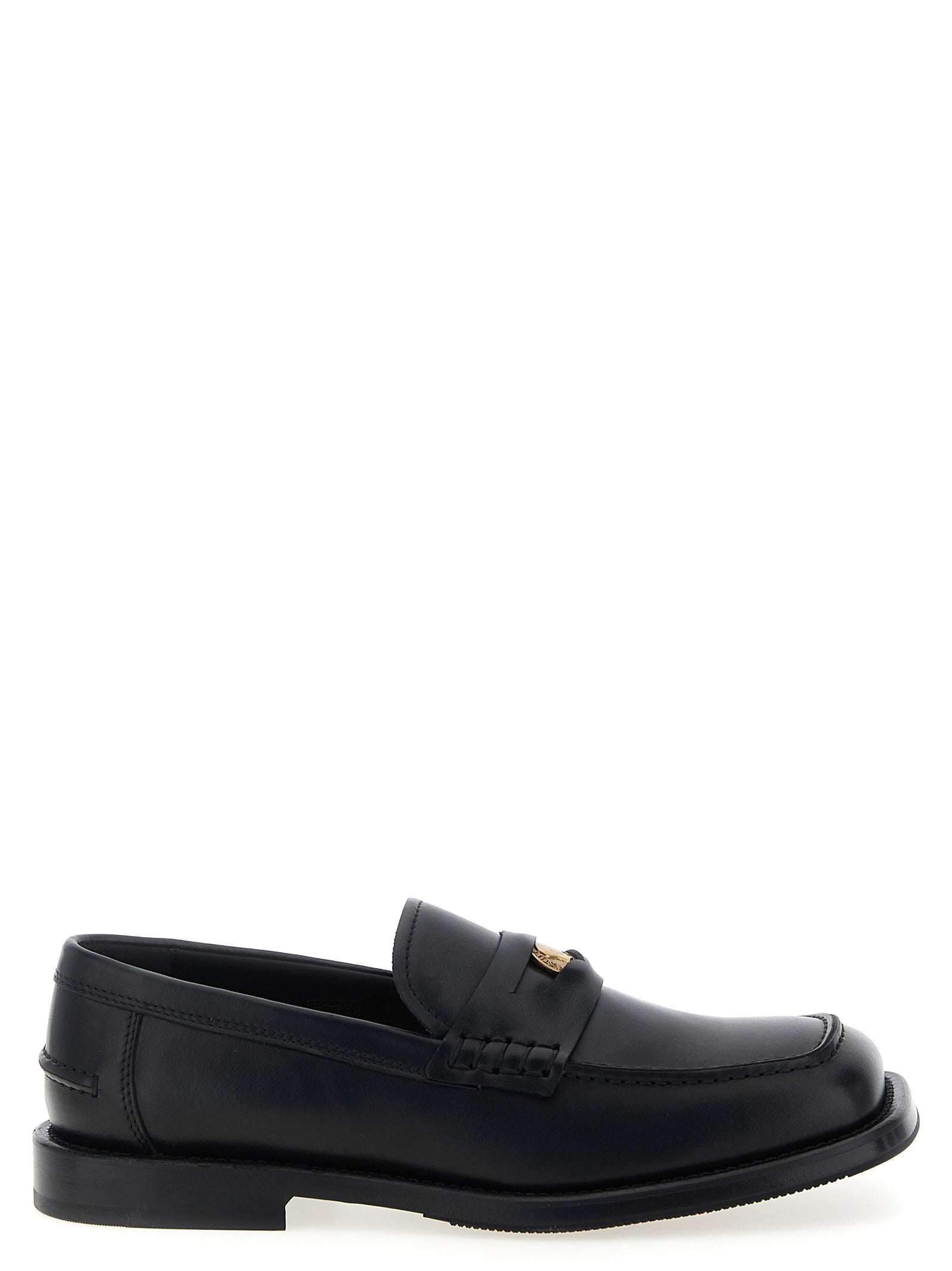 Moschino Black Velvet Leather Slip-On Men's Loafers