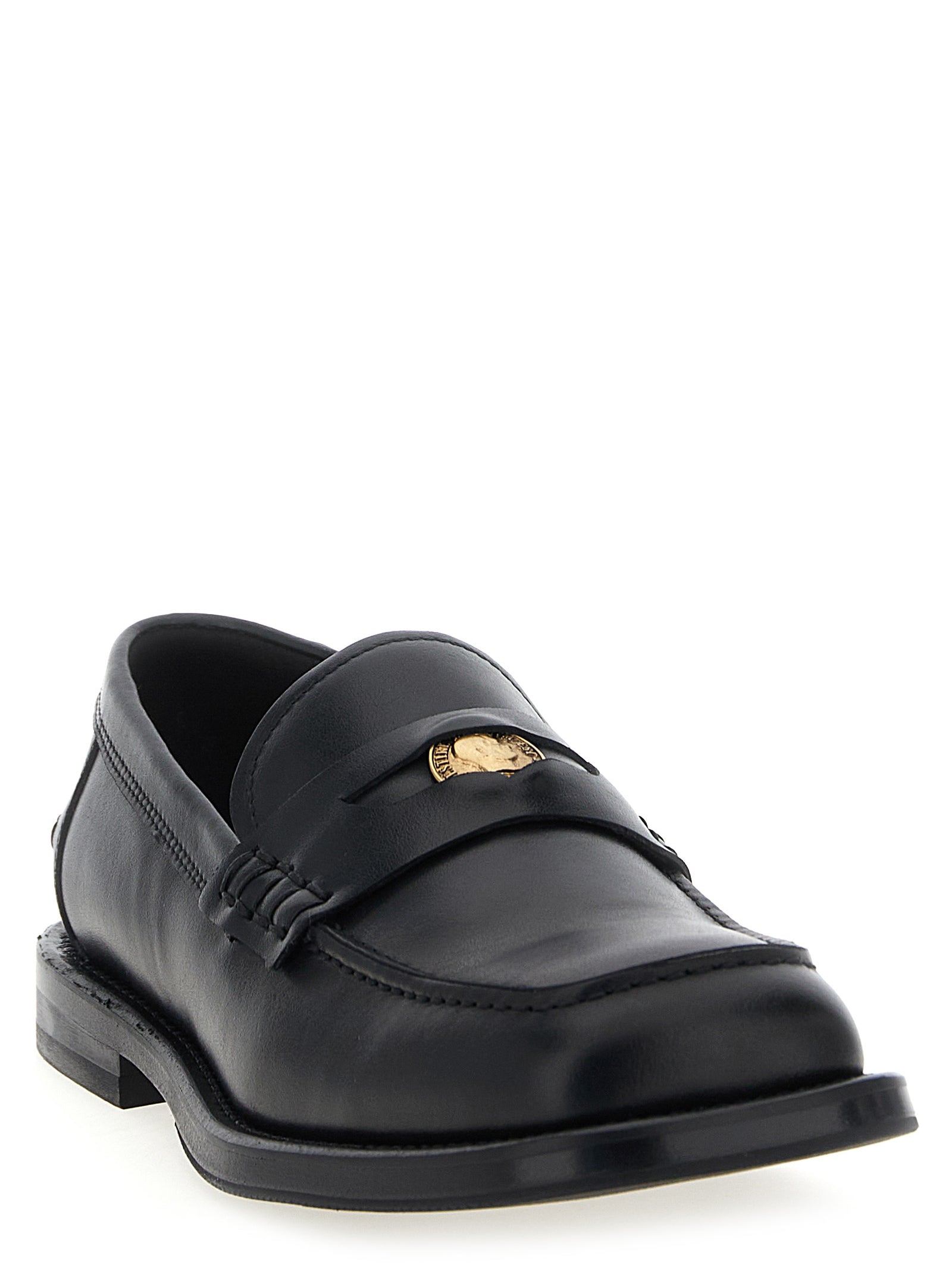 Moschino Black Velvet Leather Slip-On Men's Loafers