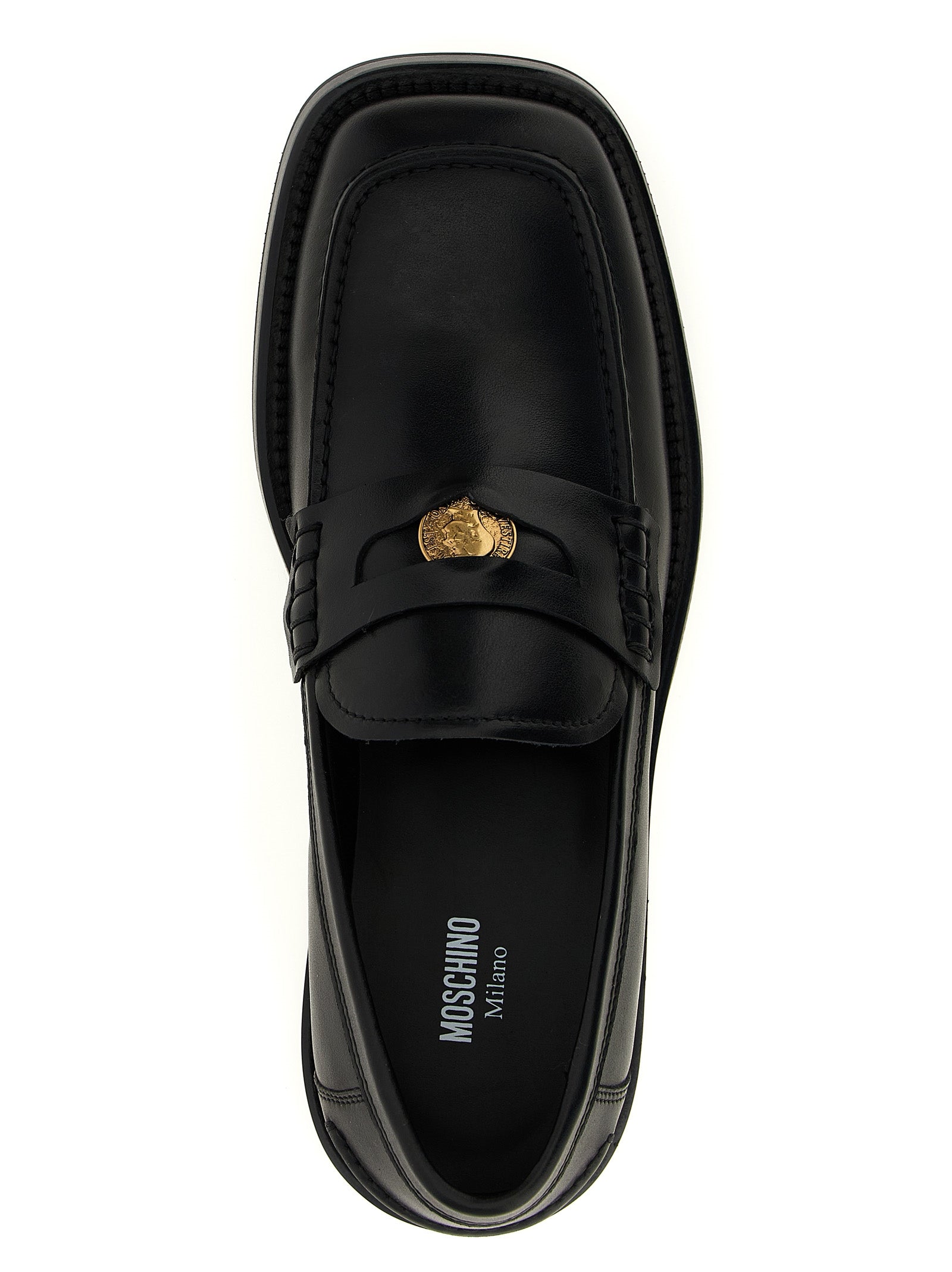 Moschino Black Velvet Leather Slip-On Men's Loafers