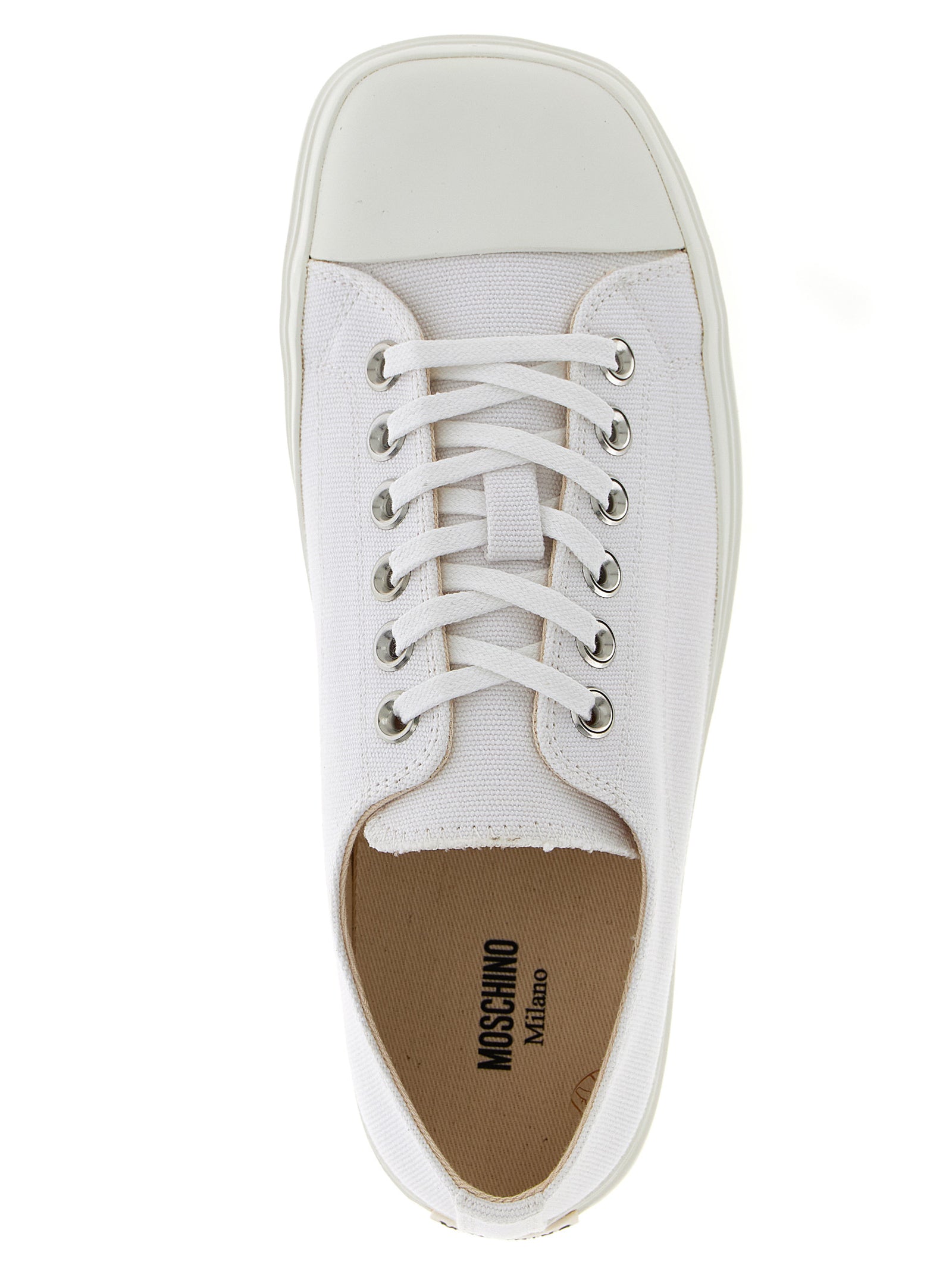Moschino White Cotton Low Top Men's Sneakers