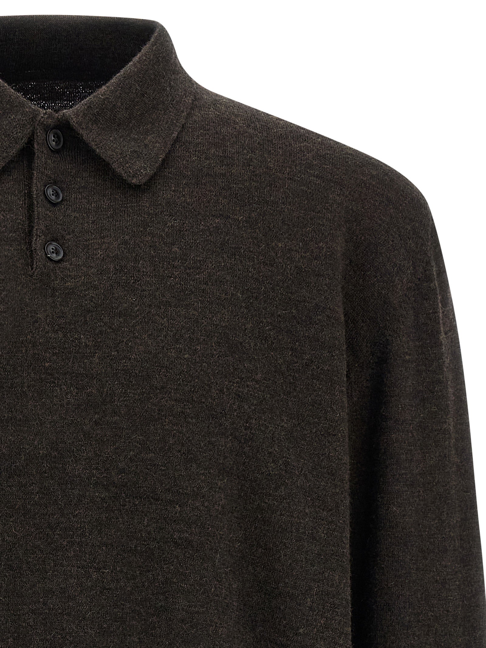Maison Margiela Brown Wool Polo Men's Shirt