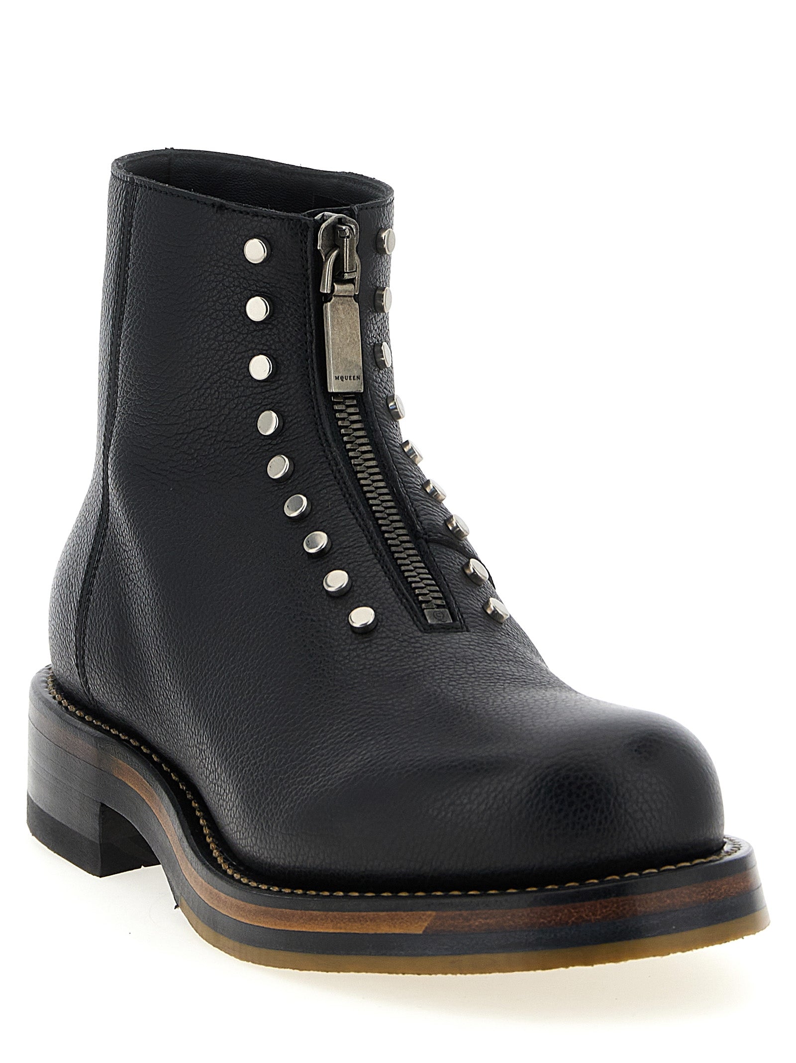 Alexander McQueen Black Calfskin Ankle Men's Boots