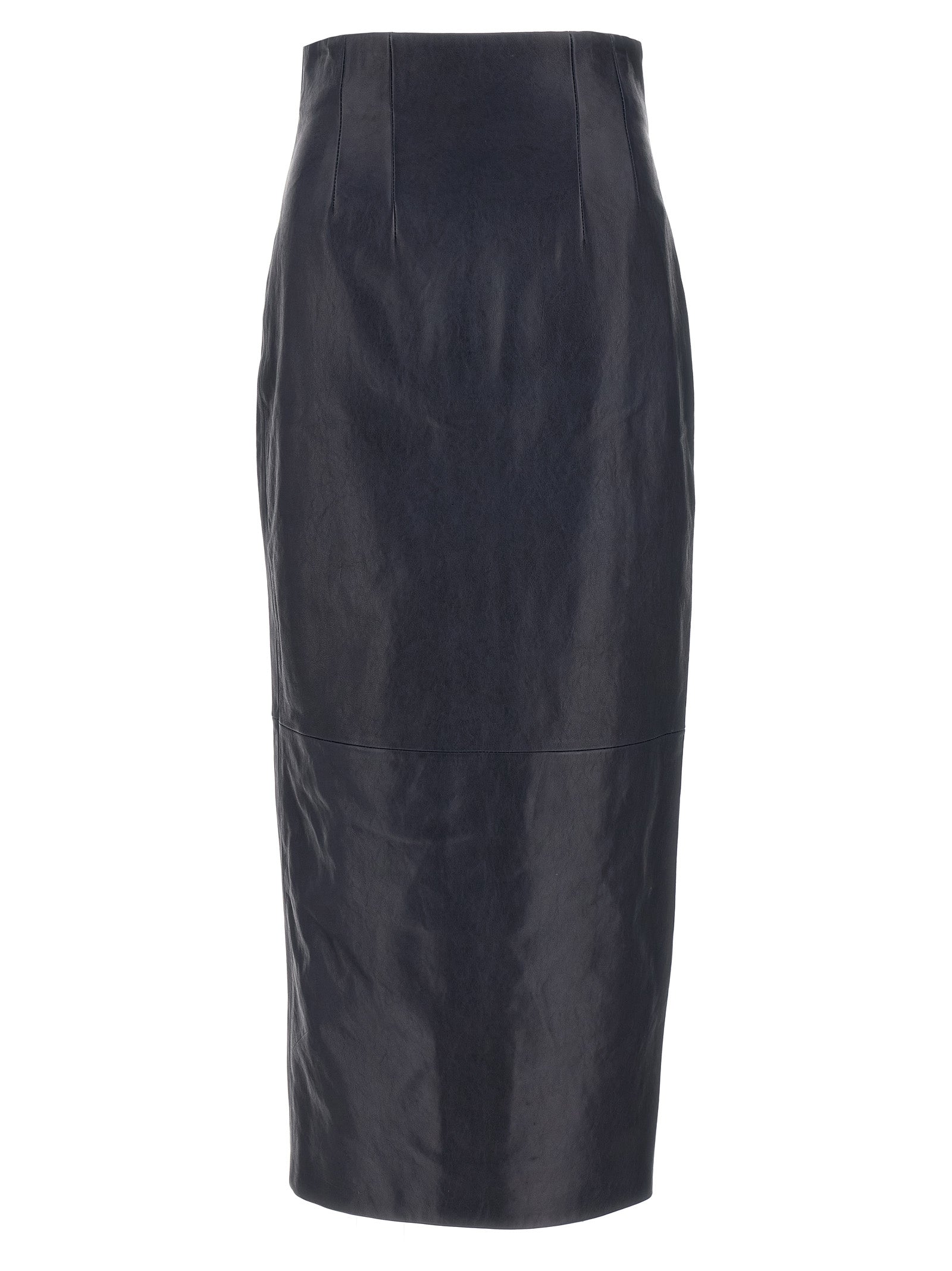 Khaite Blue Lamb Leather Midi Women's Skirt