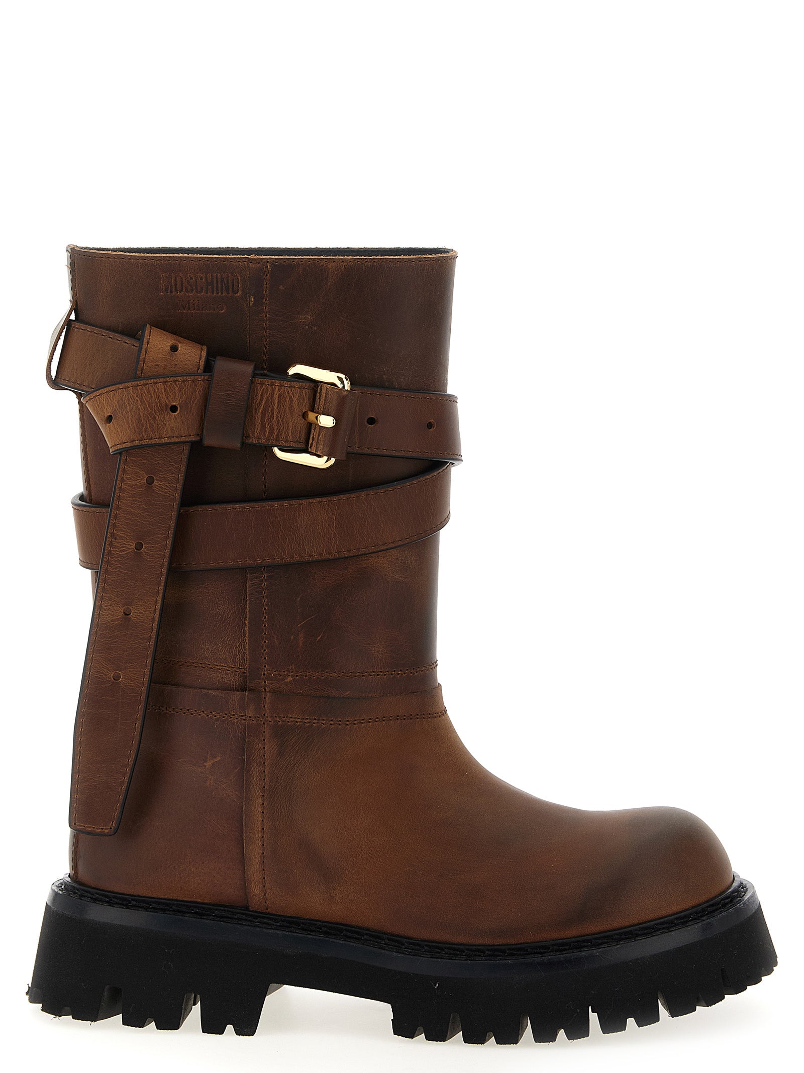Moschino Brown Velvet Leather Over The Women's Knee