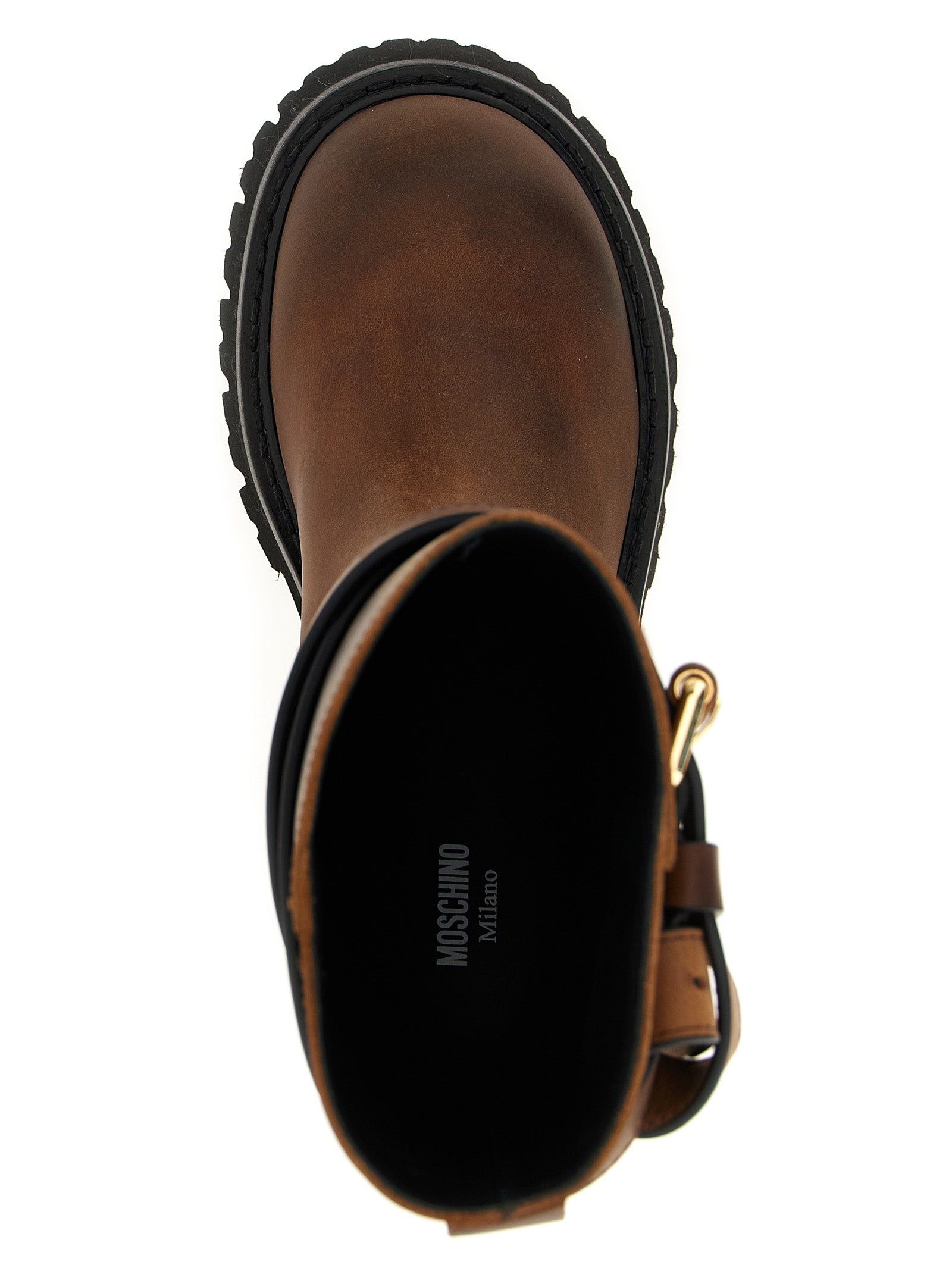 Moschino Brown Velvet Leather Over The Women's Knee