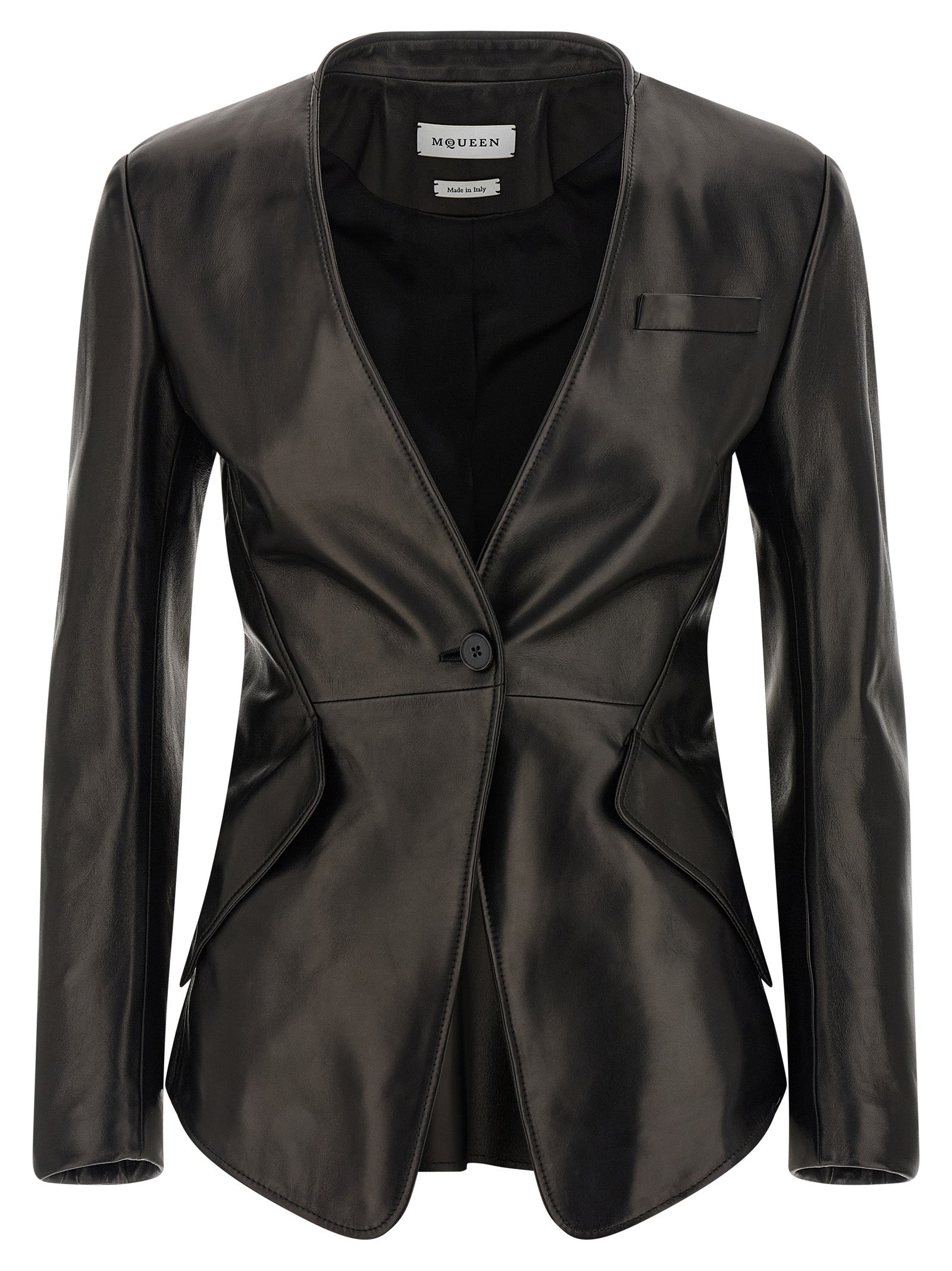 Alexander McQueen Black Lamb Leather Women's Blazer