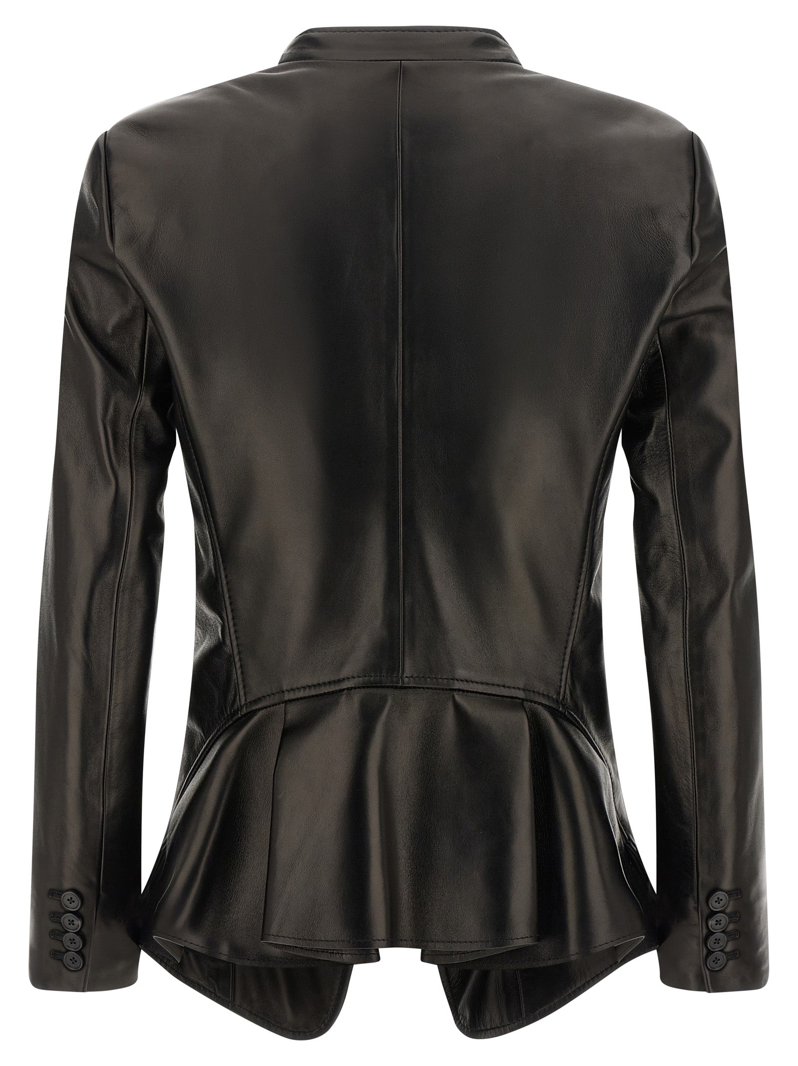 Alexander McQueen Black Lamb Leather Women's Blazer