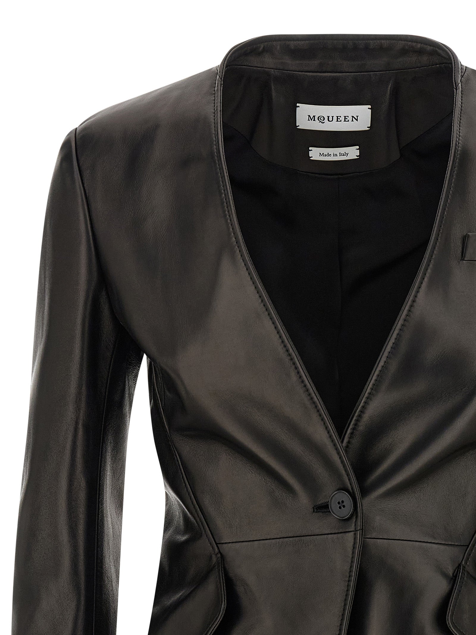 Alexander McQueen Black Lamb Leather Women's Blazer