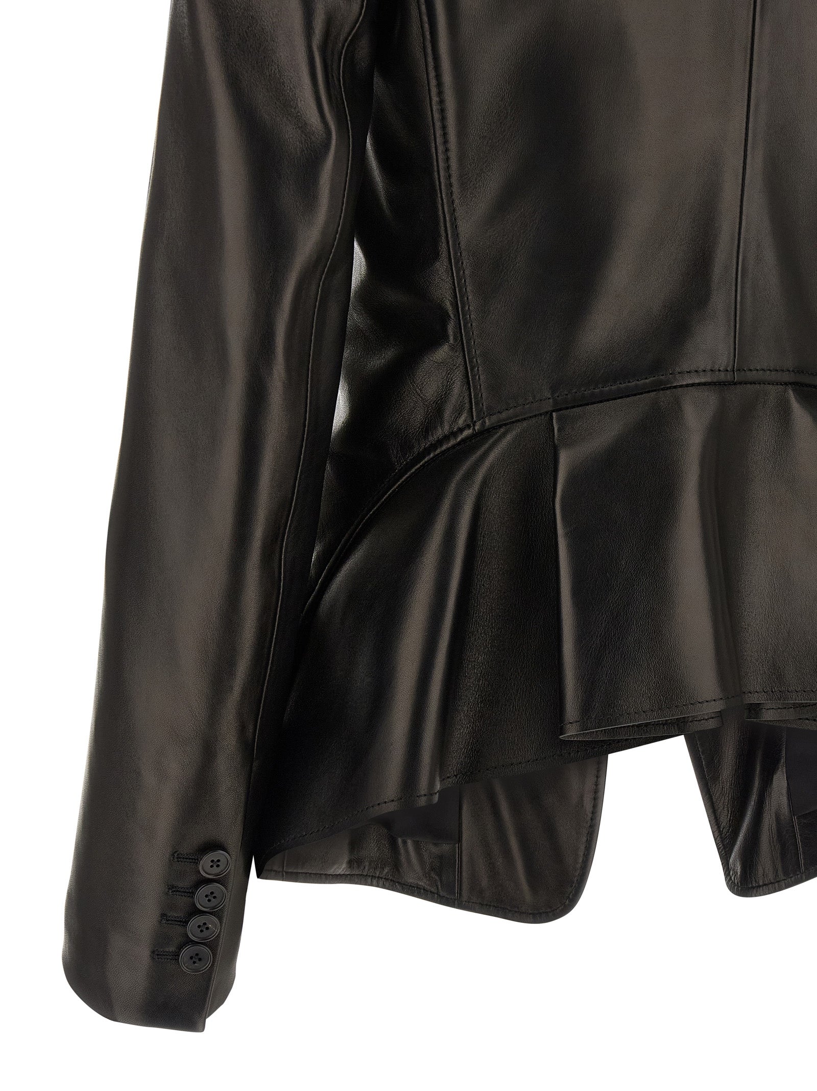 Alexander McQueen Black Lamb Leather Women's Blazer