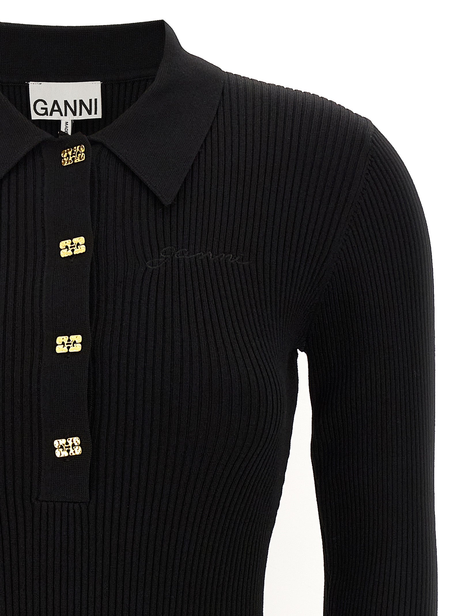 Ganni Black Viscose Short Women's Dress