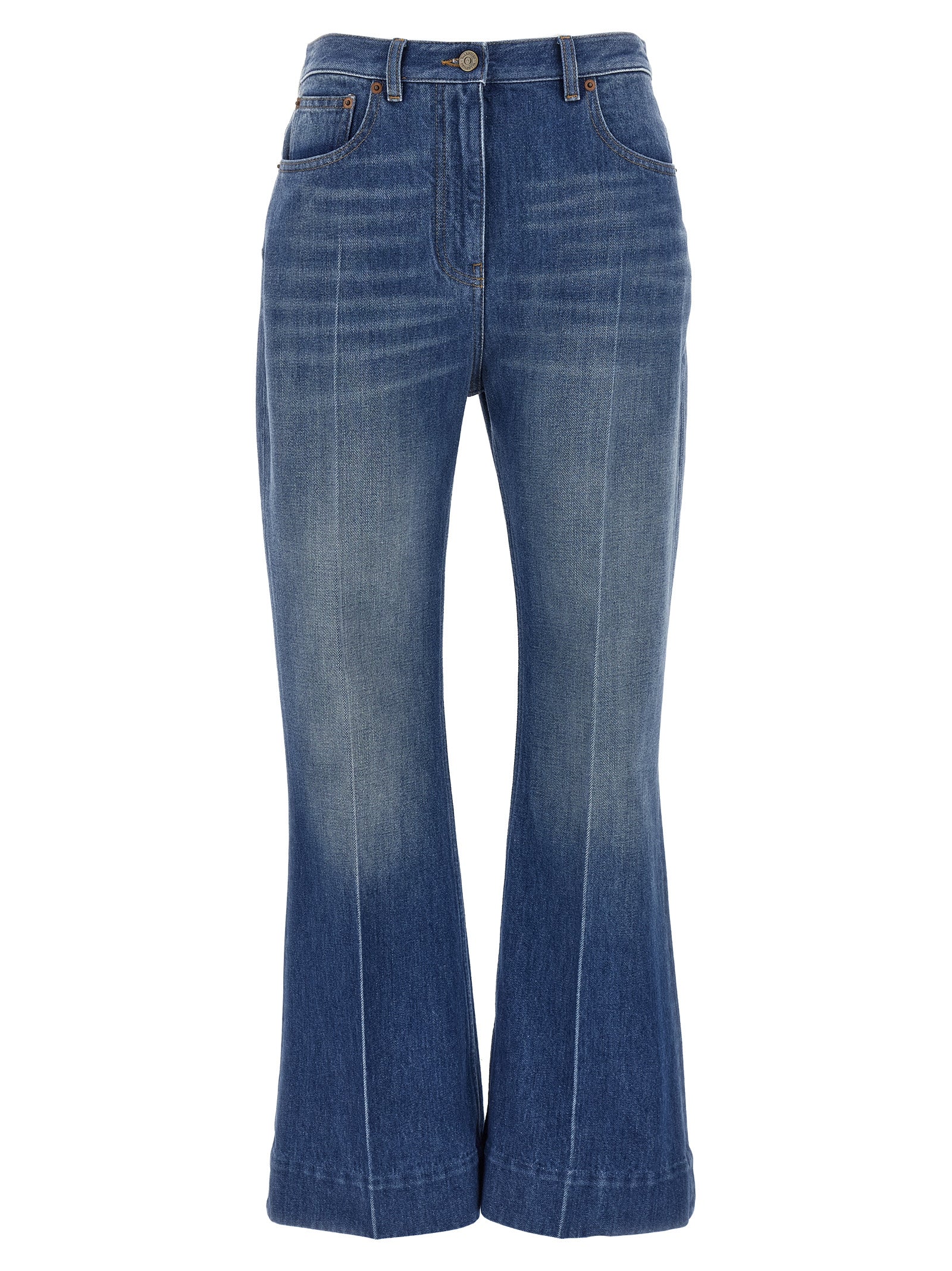 Valentino Garavani Blue Cotton Flared Women's Jeans