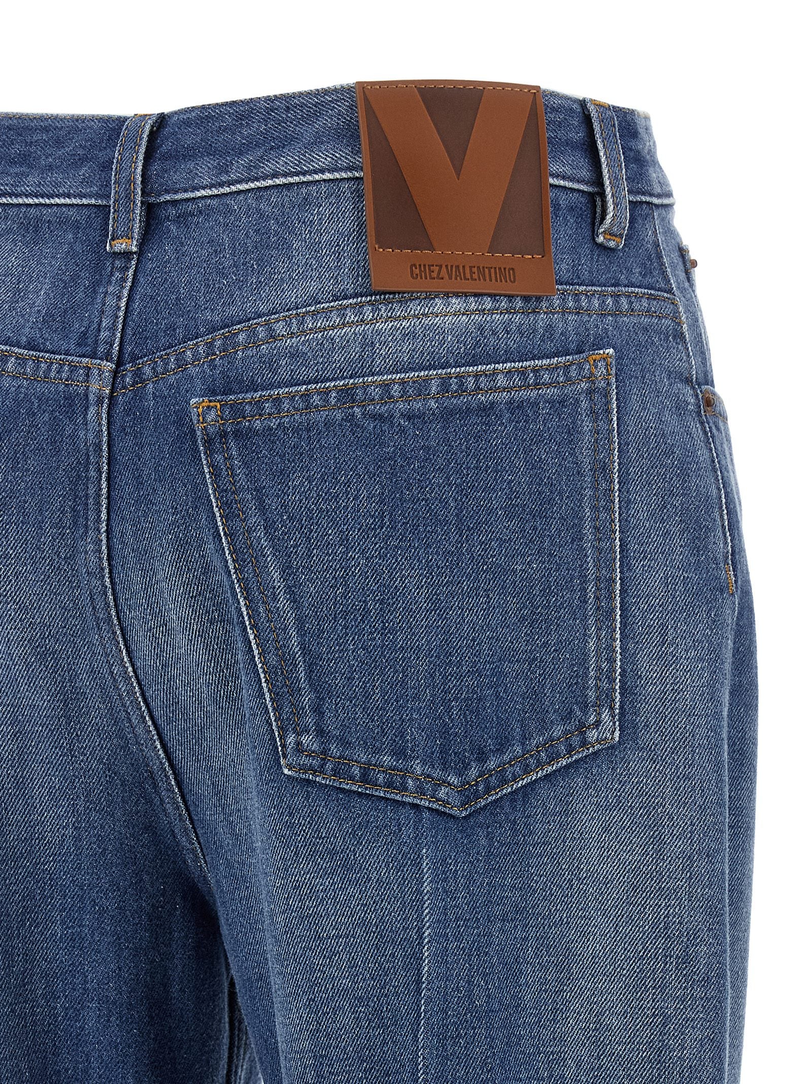 Valentino Garavani Blue Cotton Flared Women's Jeans