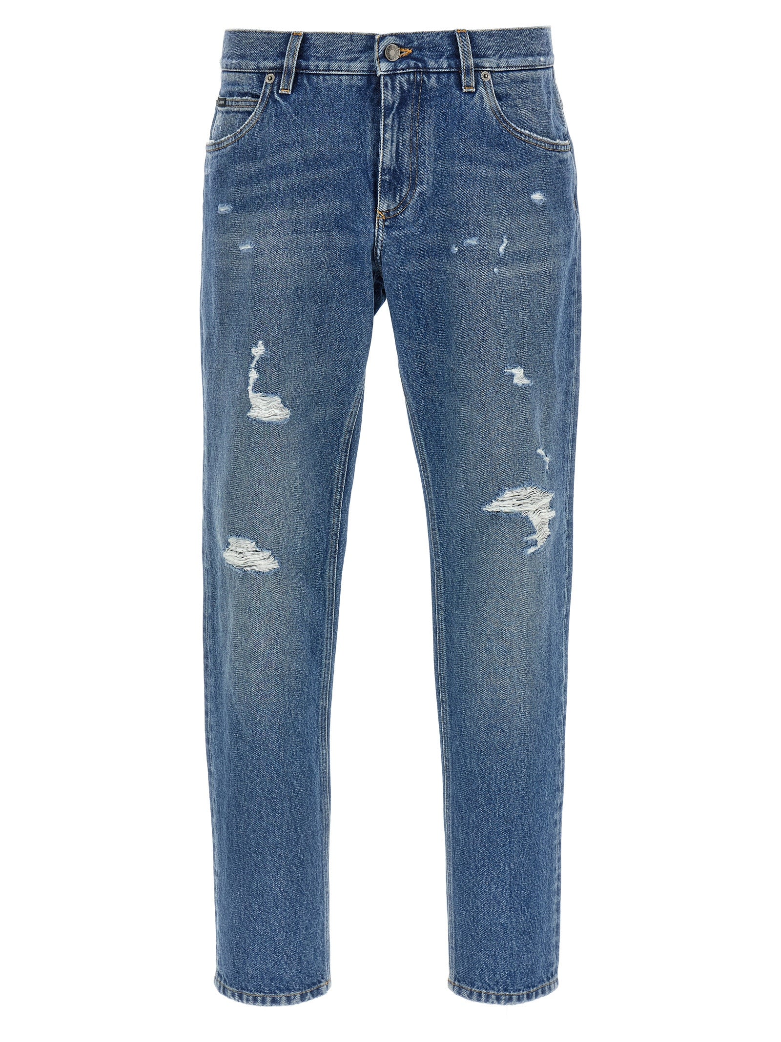 Dolce & Gabbana Blue Cotton Straight-Leg Men's Jeans