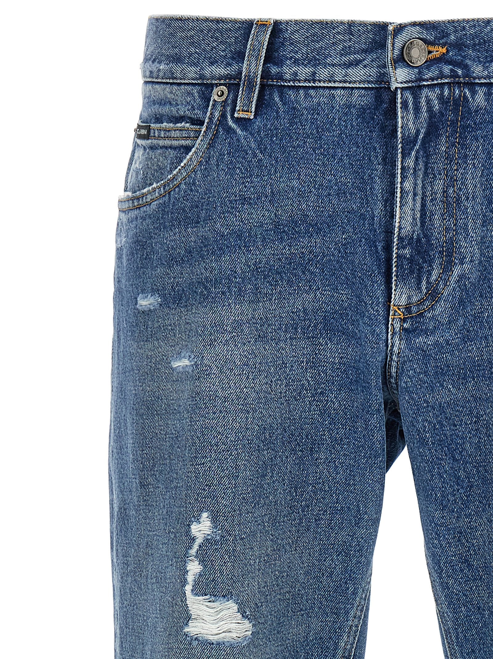 Dolce & Gabbana Blue Cotton Straight-Leg Men's Jeans