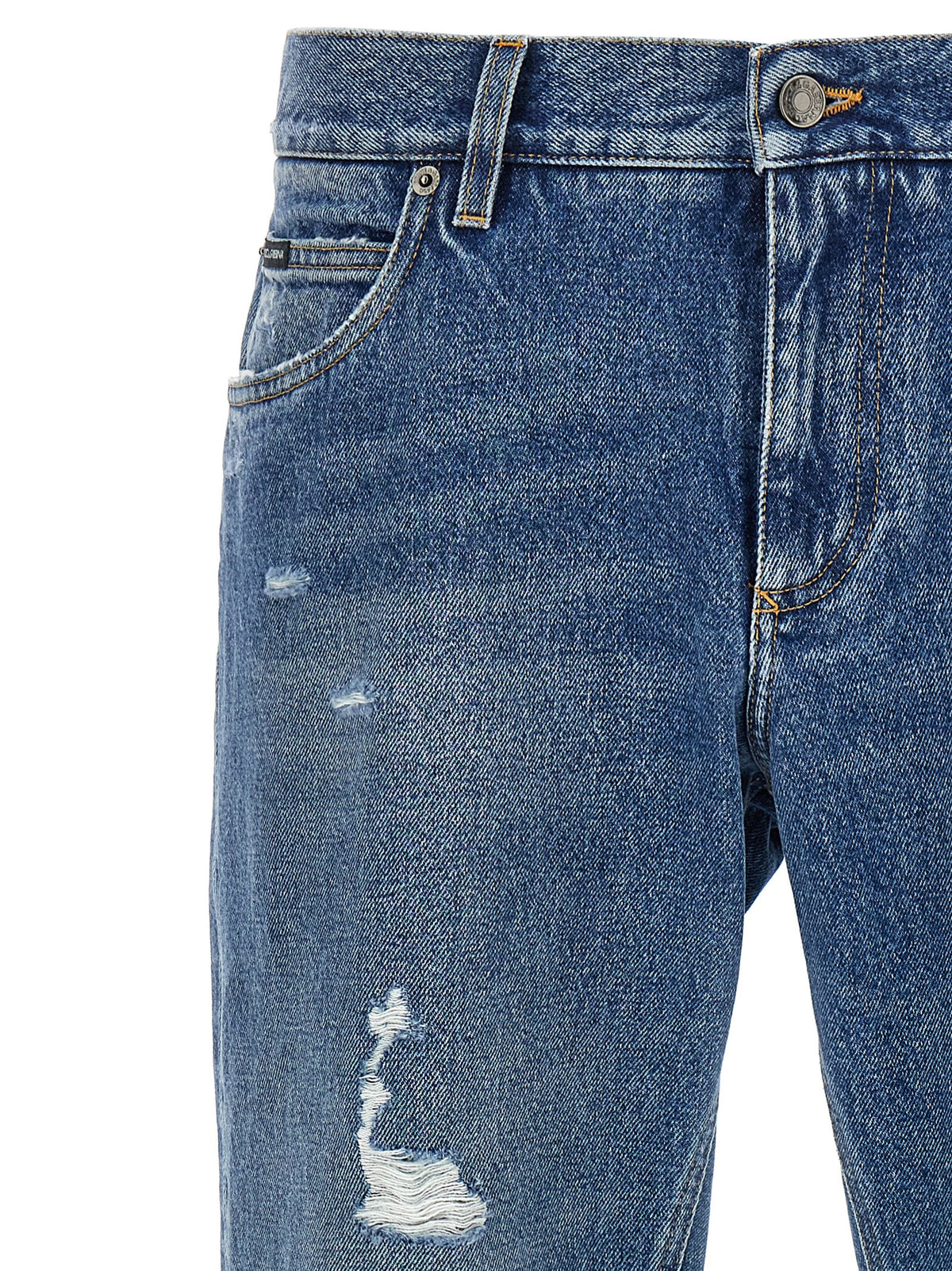 Dolce & Gabbana Blue Cotton Straight-Leg Men's Jeans