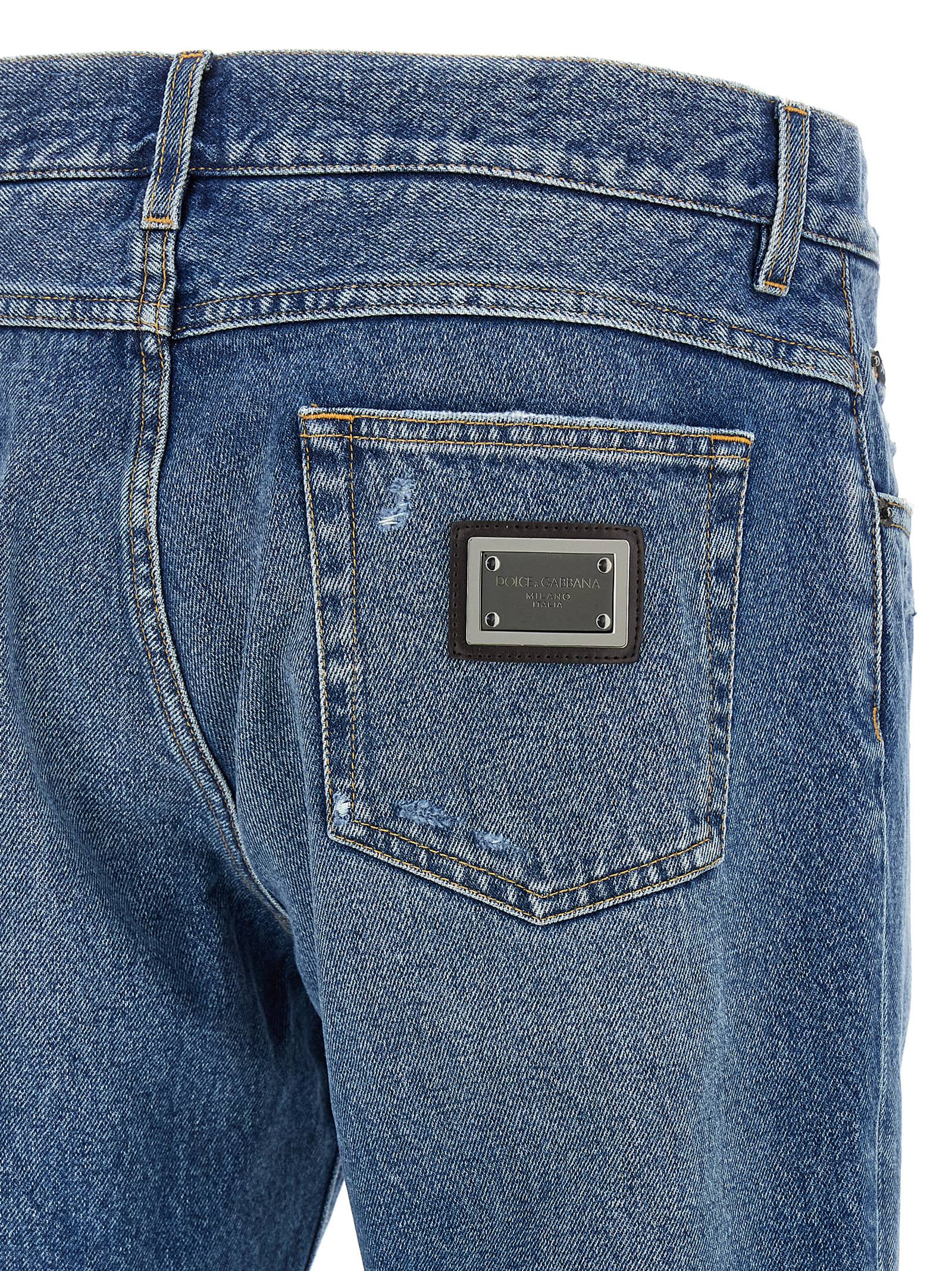 Dolce & Gabbana Blue Cotton Straight-Leg Men's Jeans