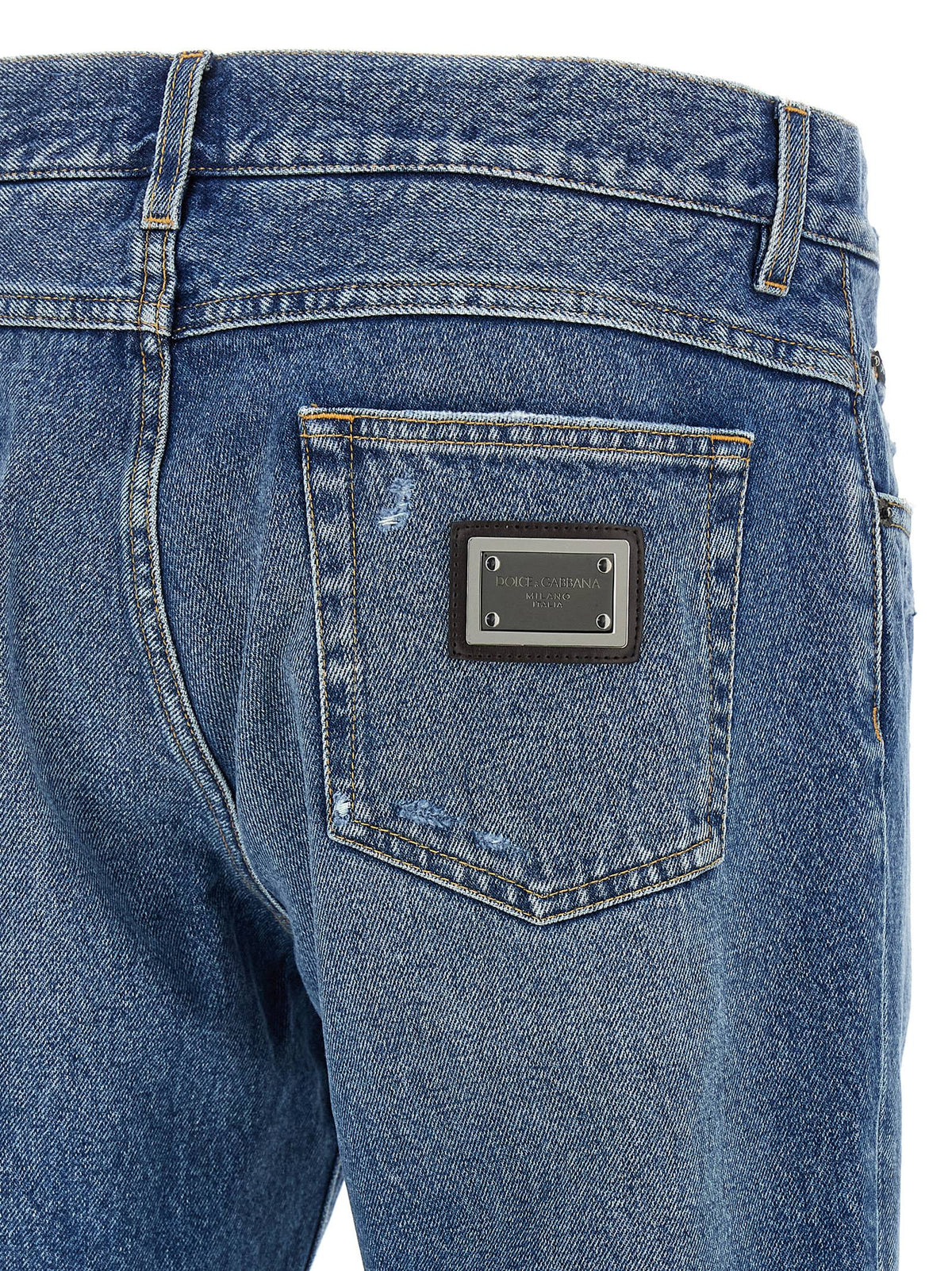 Dolce & Gabbana Blue Cotton Straight-Leg Men's Jeans