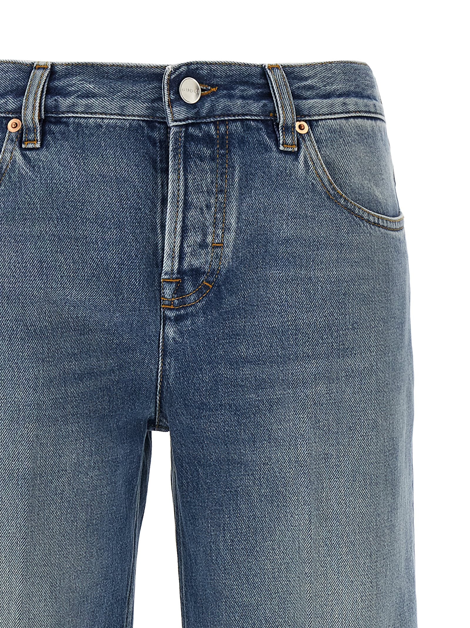 Gucci Blue Cotton Straight-Leg Women's Jeans