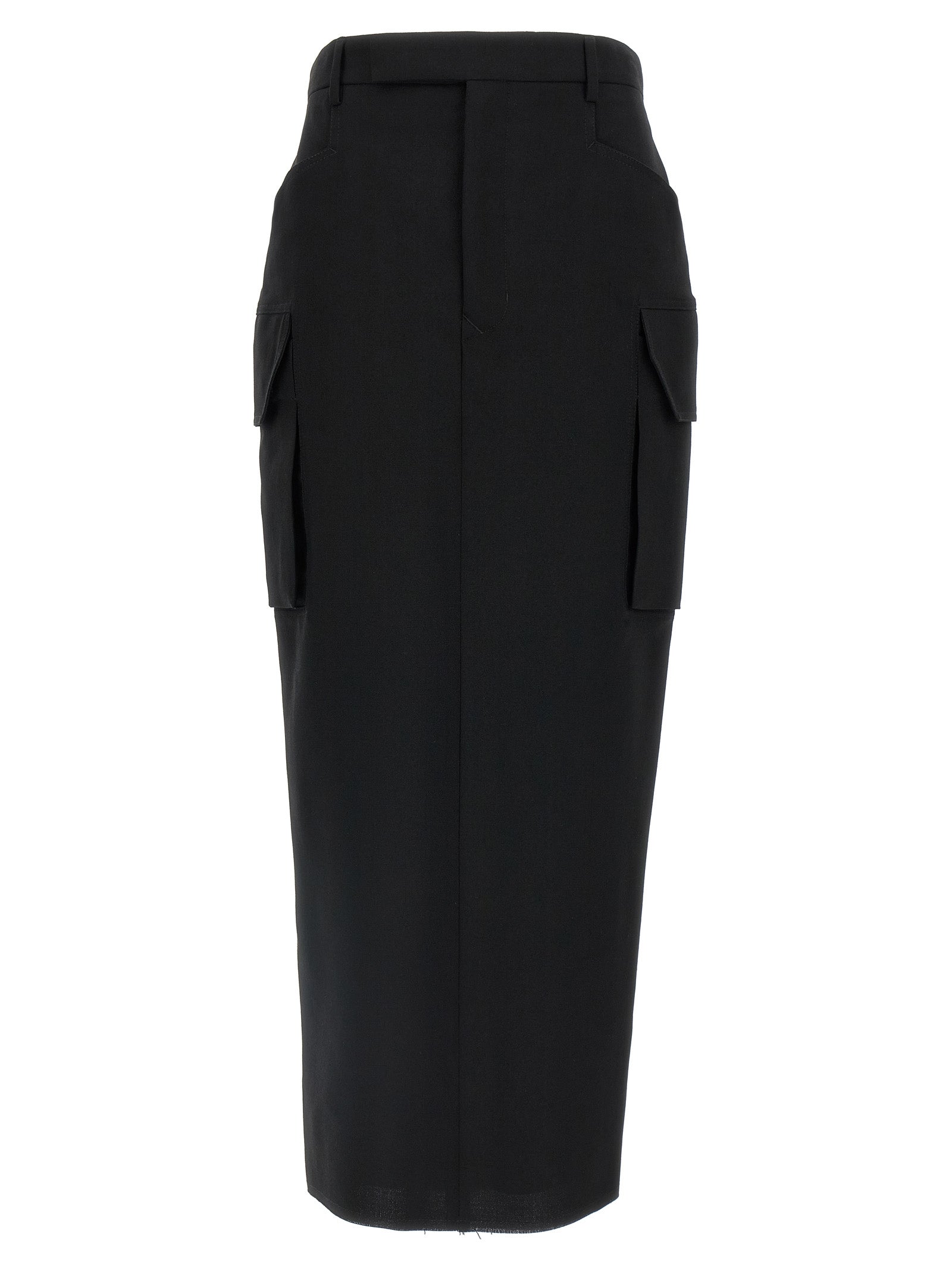 Rick Owens Black Wool Midi Women's Skirt