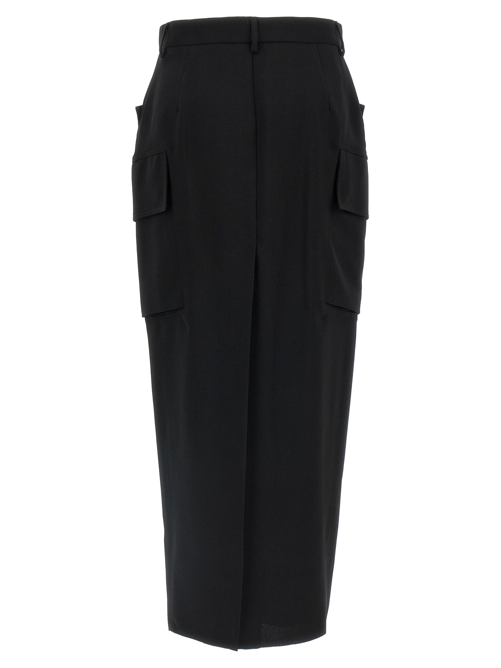 Rick Owens Black Wool Midi Women's Skirt