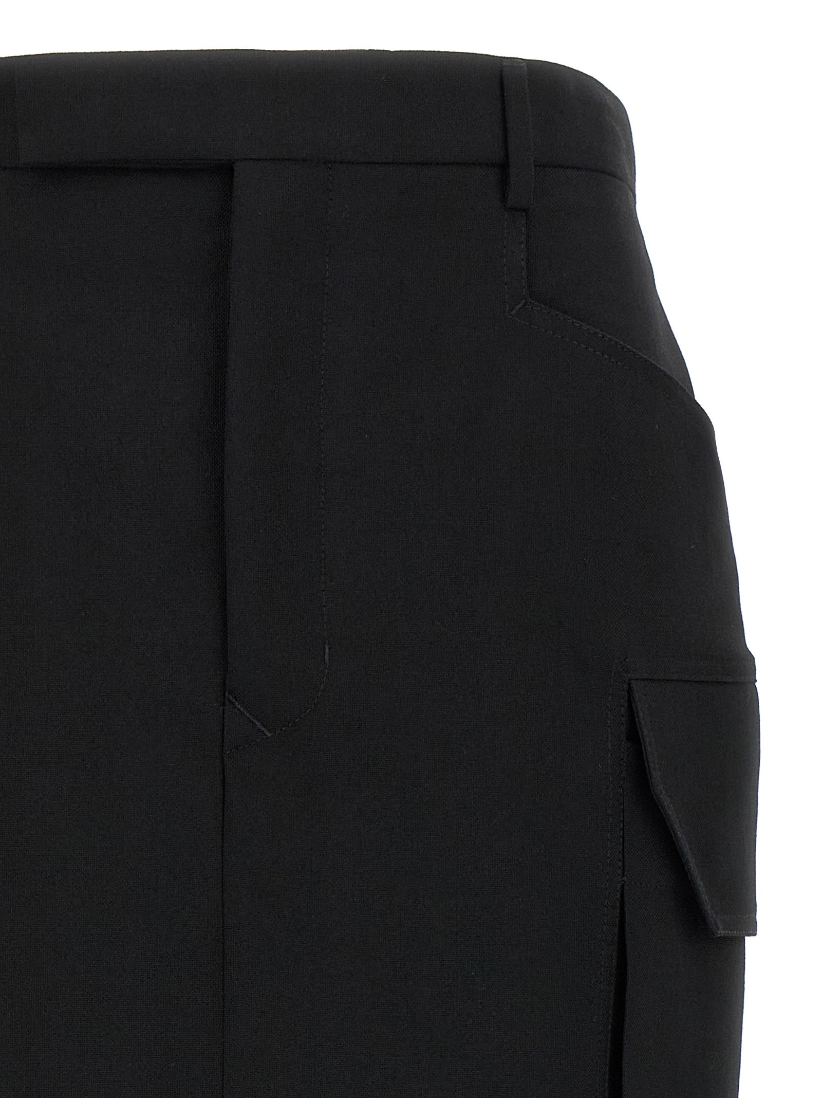 Rick Owens Black Wool Midi Women's Skirt