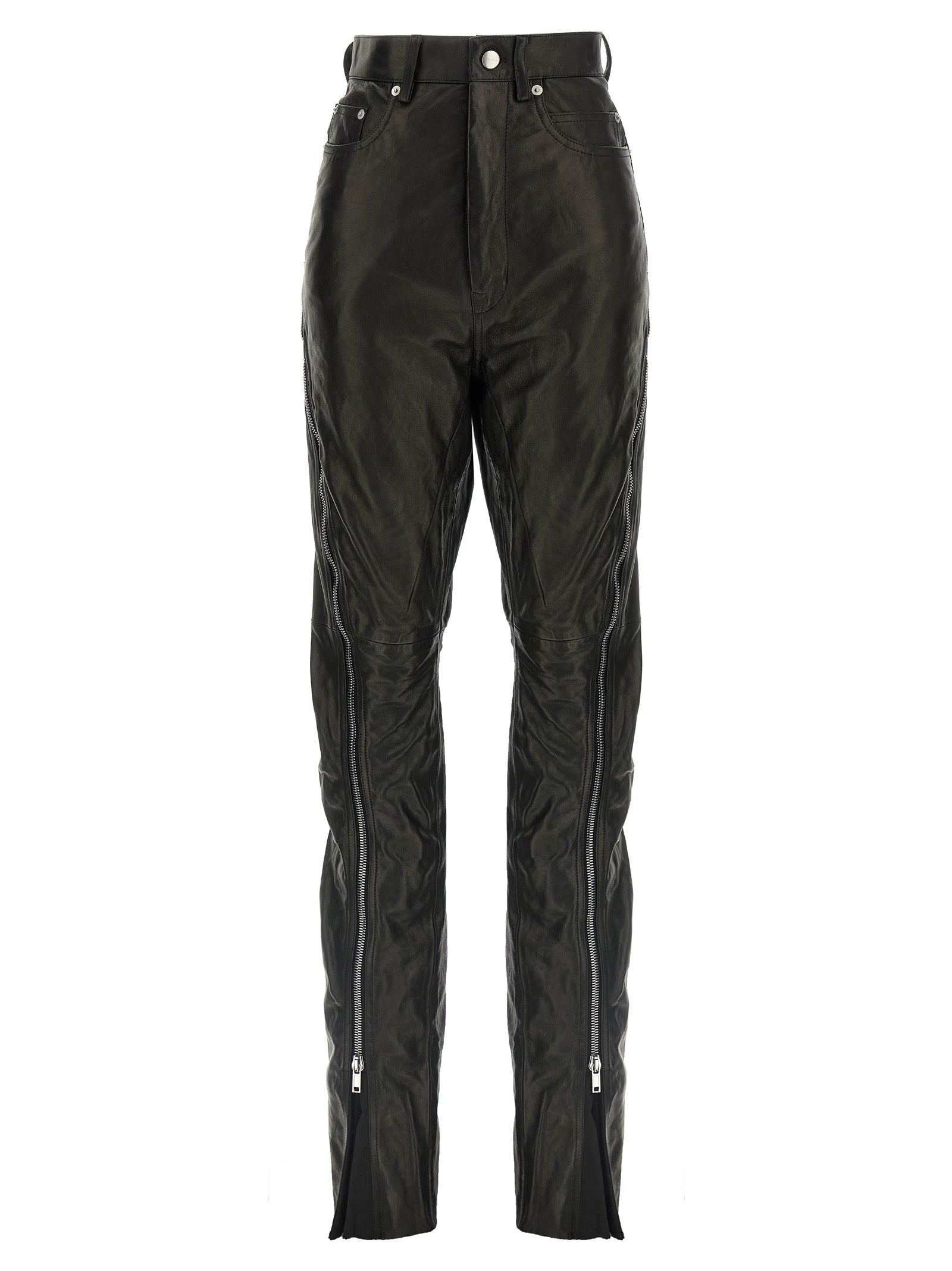 Rick Owens Black Leather Women's Pants