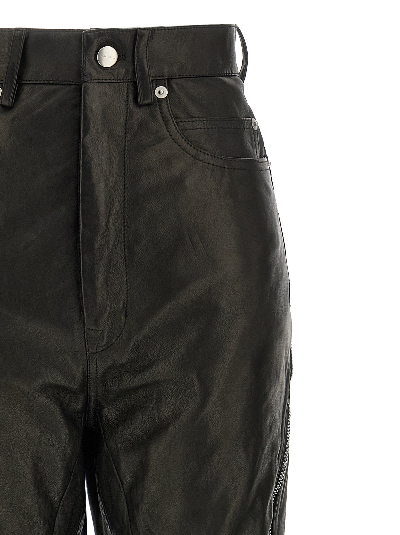 Rick Owens Black Leather Women's Pants