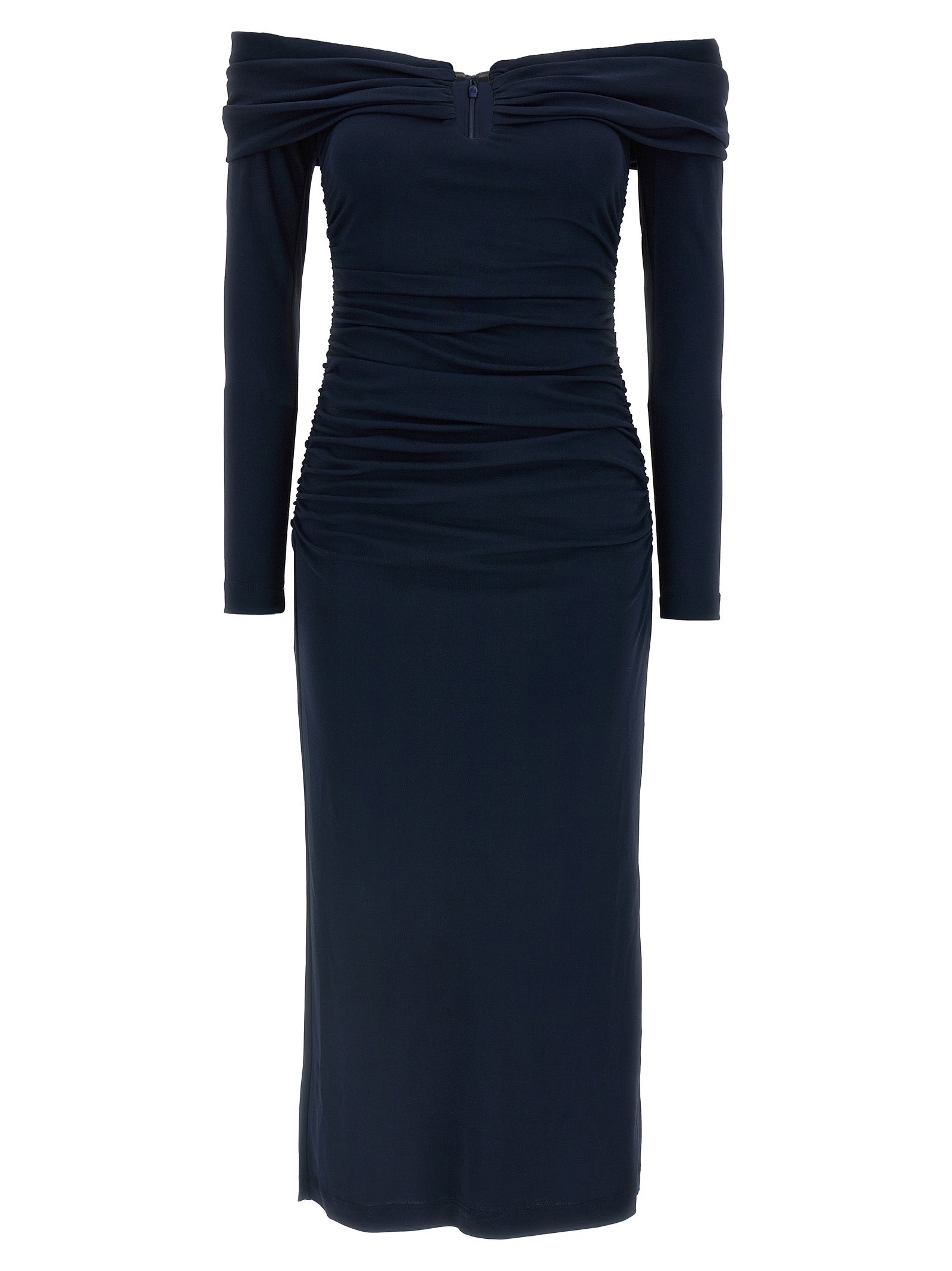 Carolina Herrera Blue Marabou Midi Women's Dress