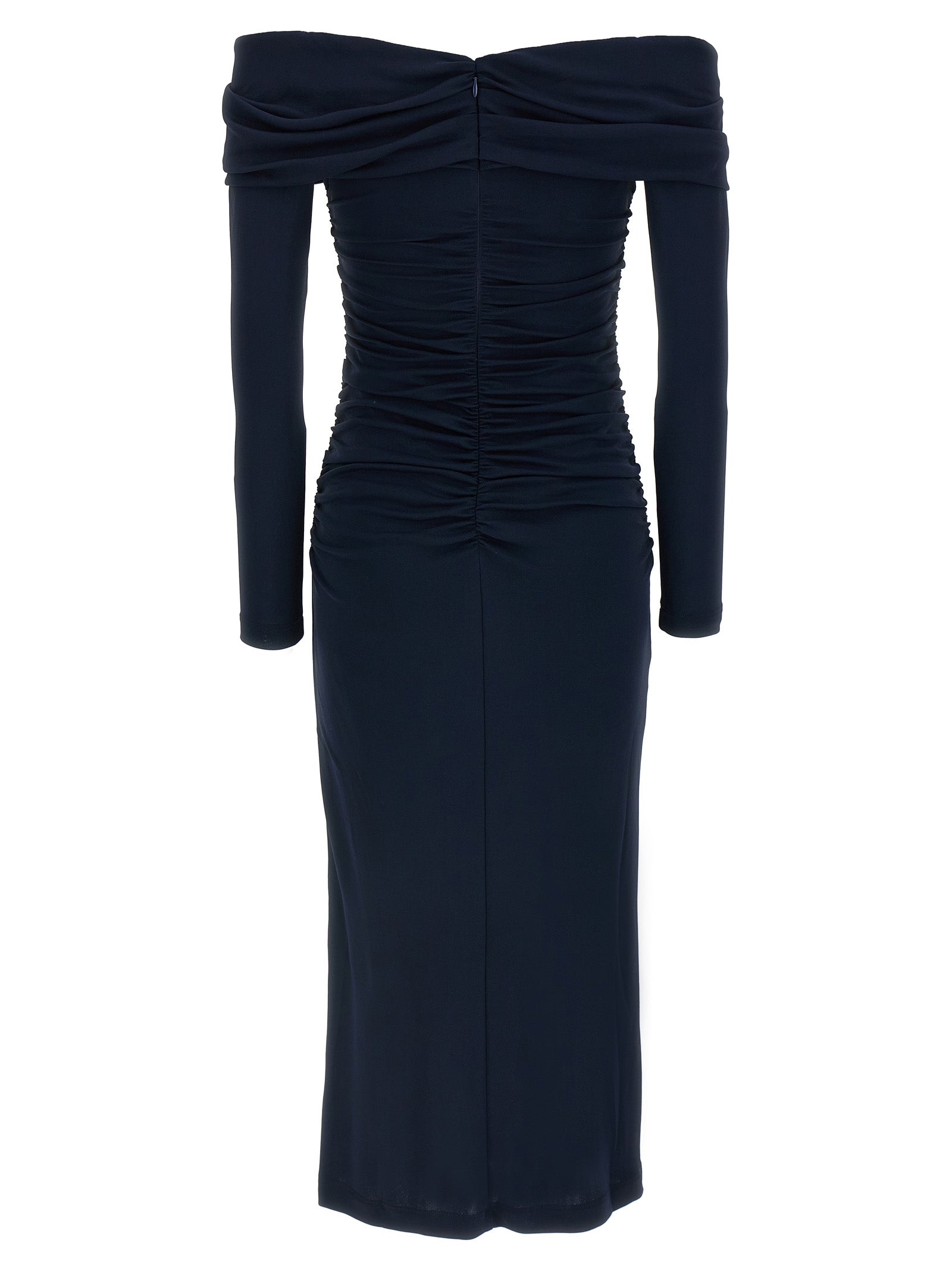 Carolina Herrera Blue Marabou Midi Women's Dress