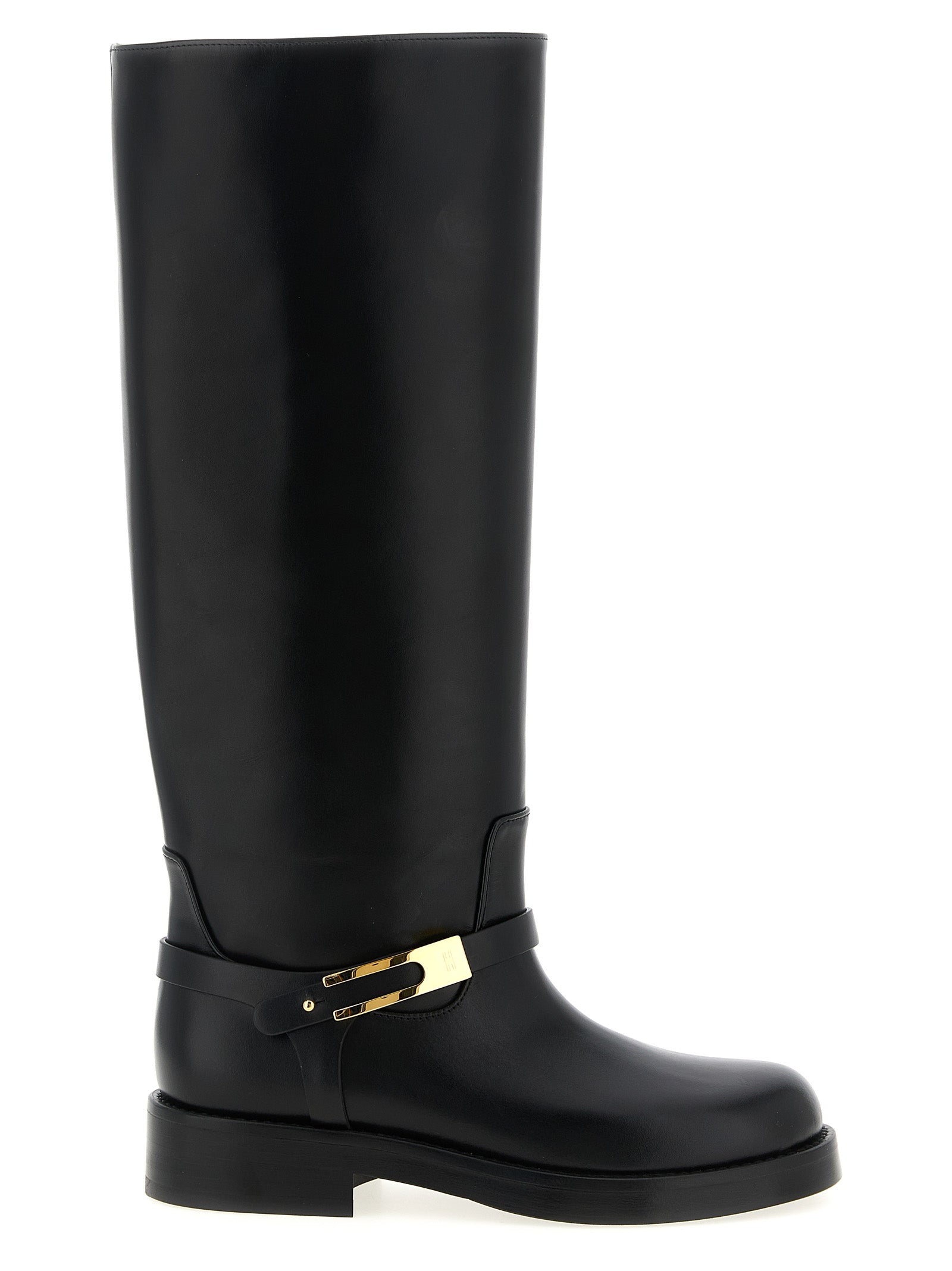 Elisabetta Franchi Black Calfskin Over The Women's Knee