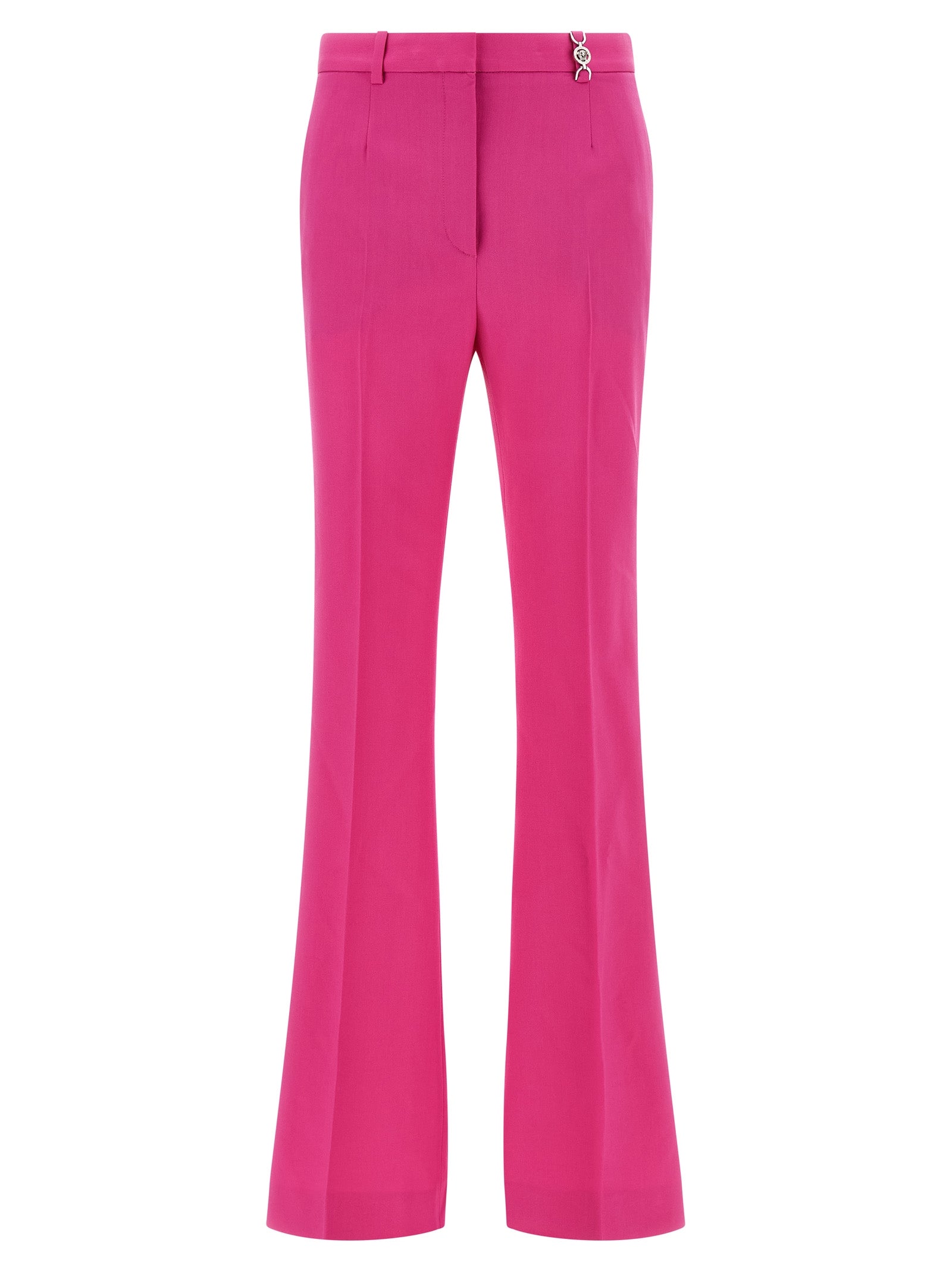 Versace Fuchsia Virgin Wool Flared Women's Pants