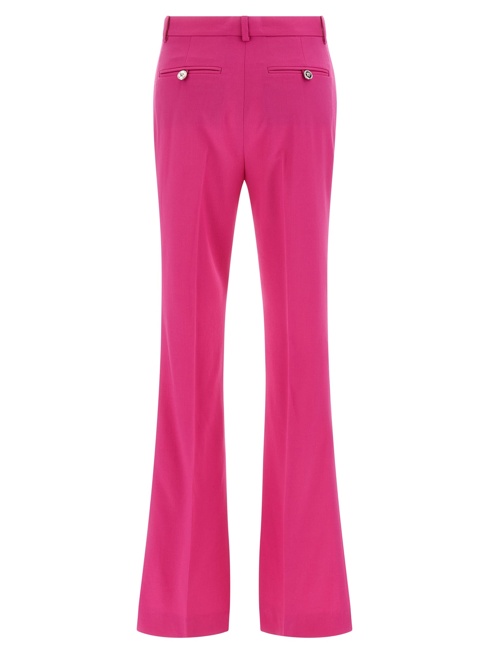 Versace Fuchsia Virgin Wool Flared Women's Pants