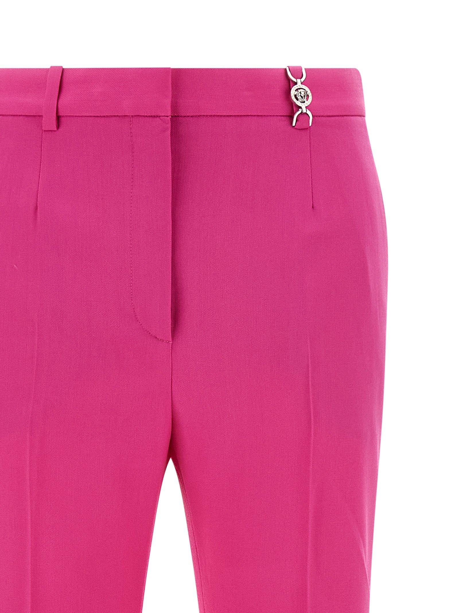 Versace Fuchsia Virgin Wool Flared Women's Pants