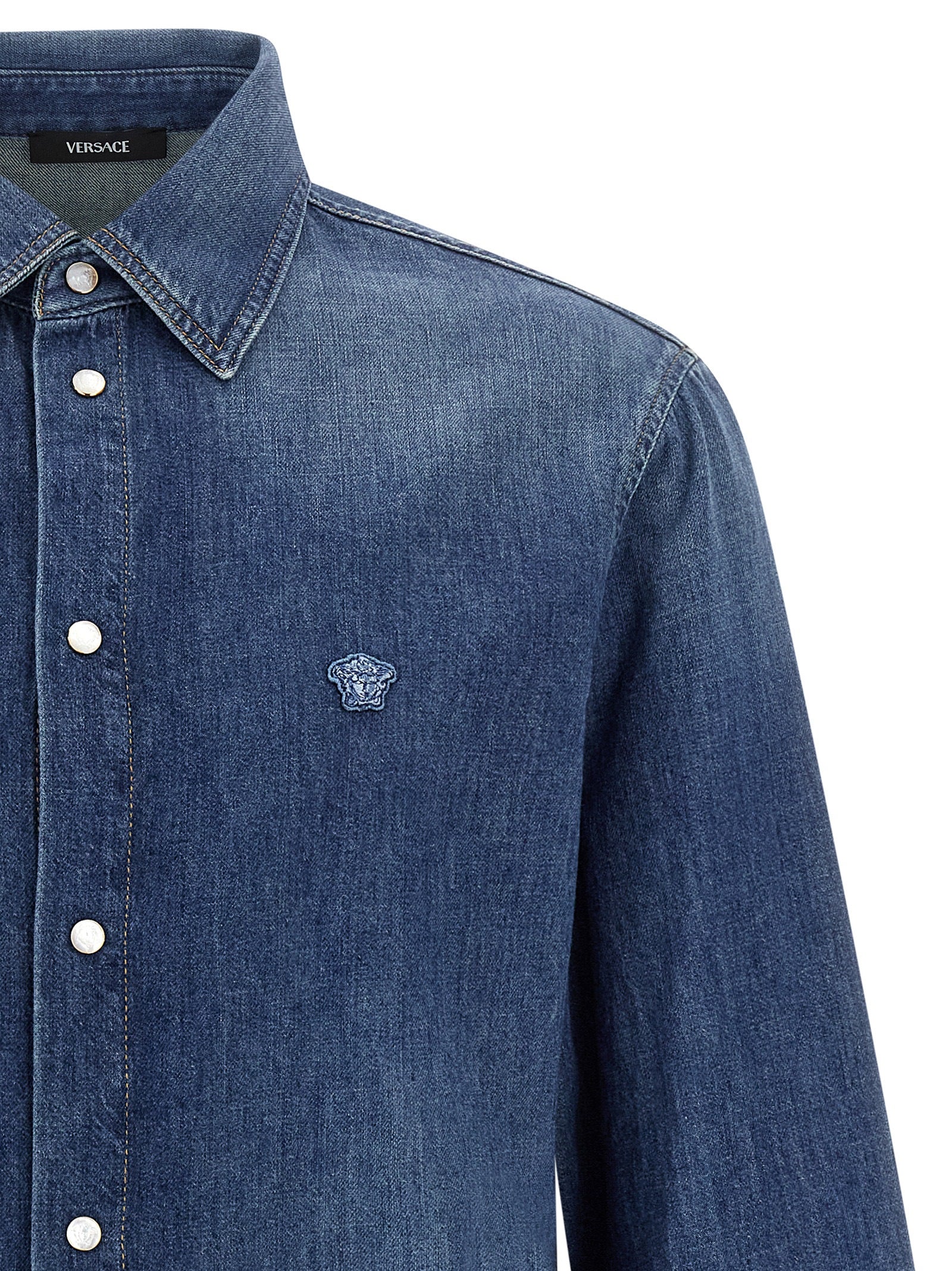 Versace Blue Cotton Men's Blouse