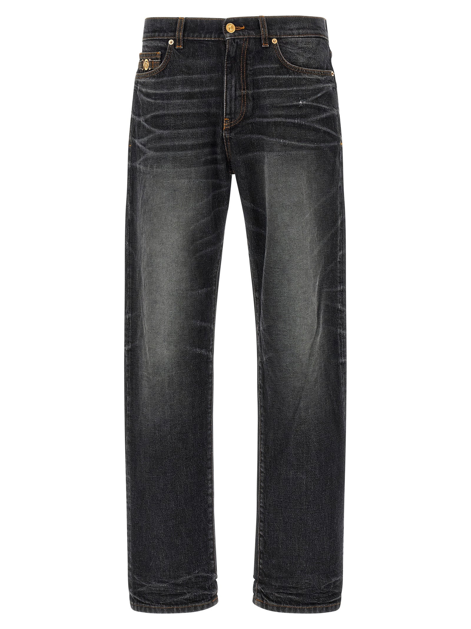 Versace Black Cotton Straight-Leg Men's Jeans