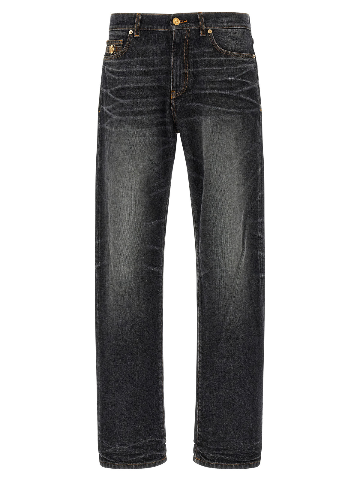 Versace Black Cotton Straight-Leg Men's Jeans