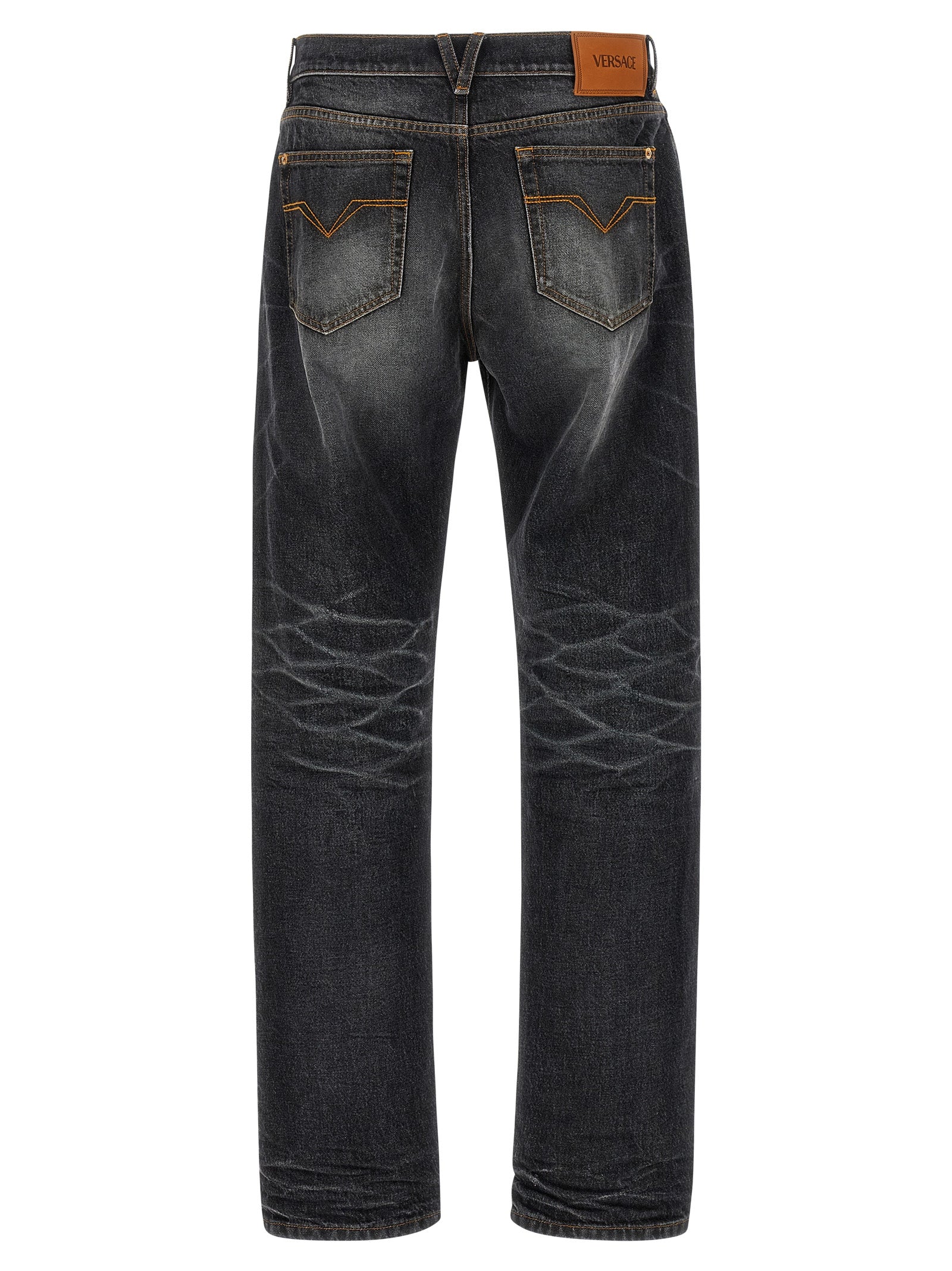 Versace Black Cotton Straight-Leg Men's Jeans