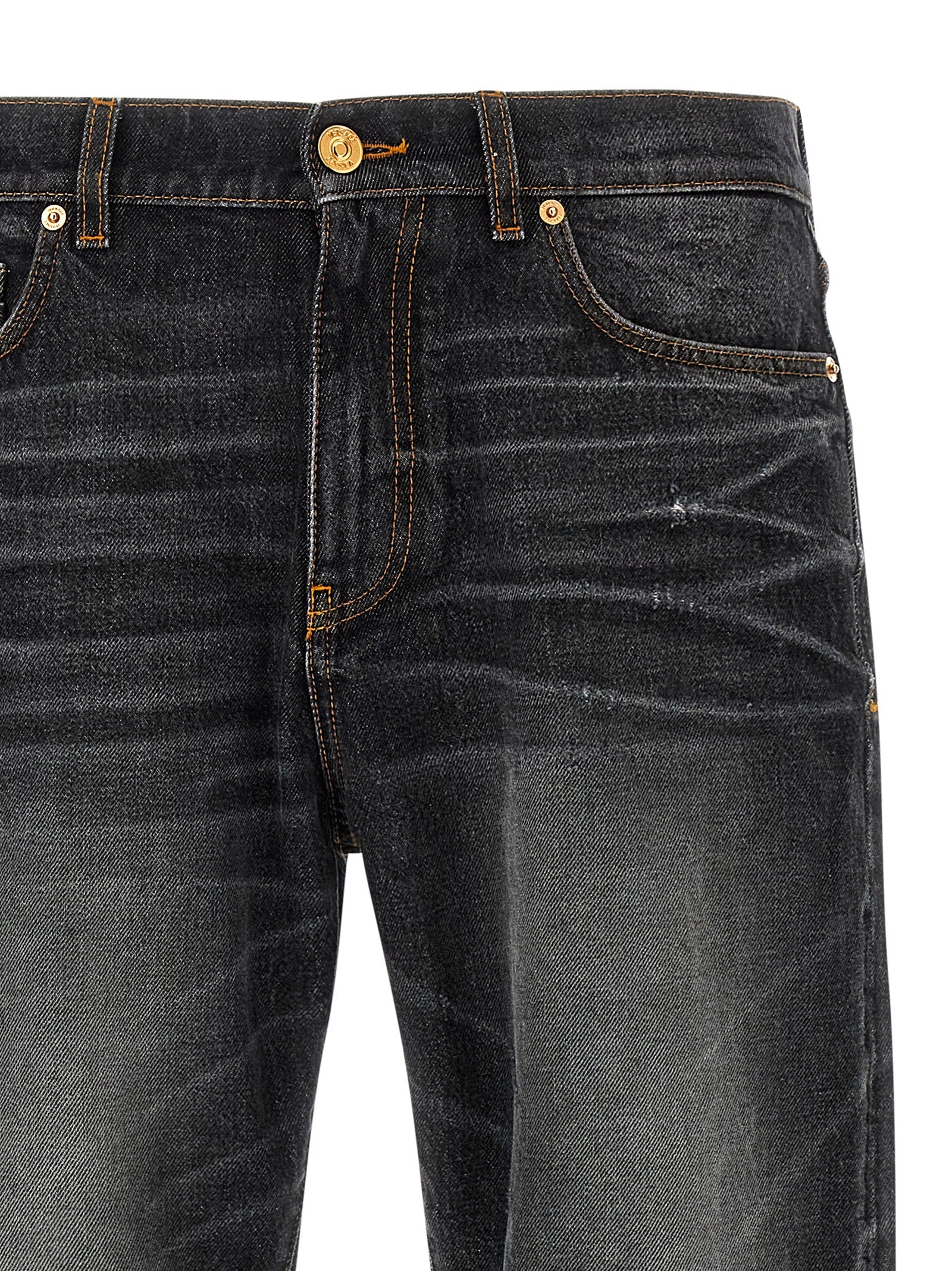 Versace Black Cotton Straight-Leg Men's Jeans