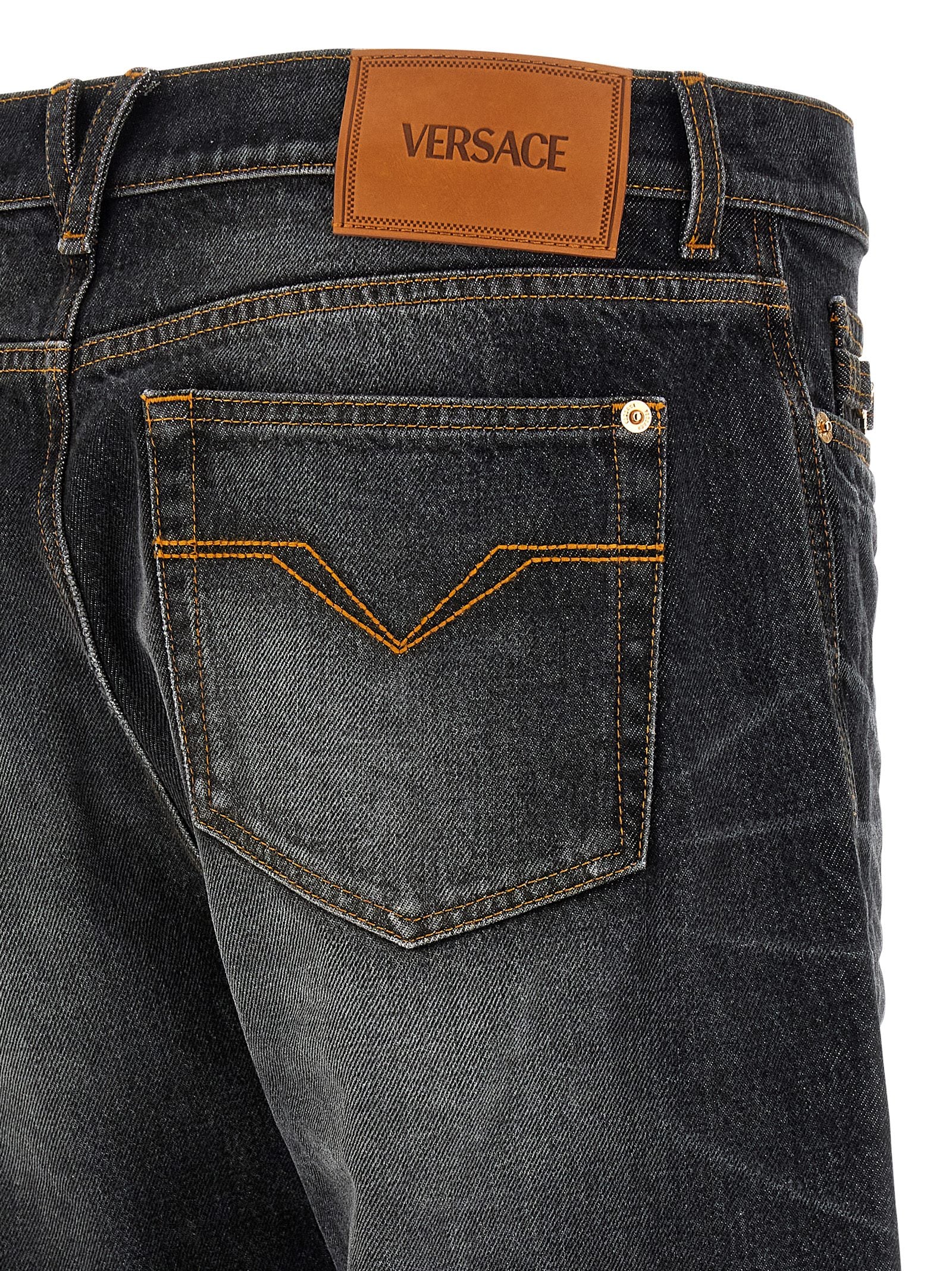 Versace Black Cotton Straight-Leg Men's Jeans