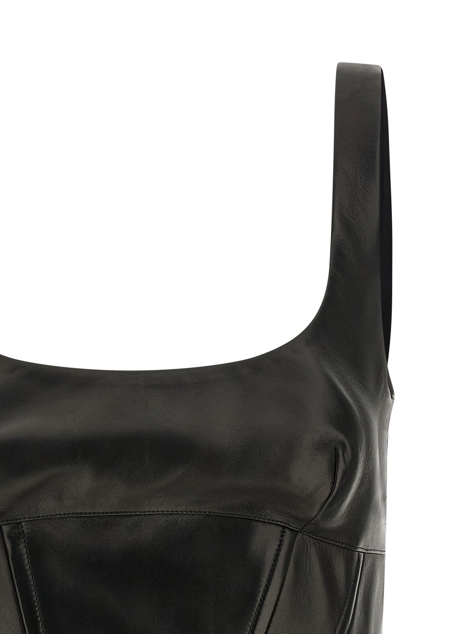 Ermanno Scervino Black Lamb Leather Tank Women's Tops