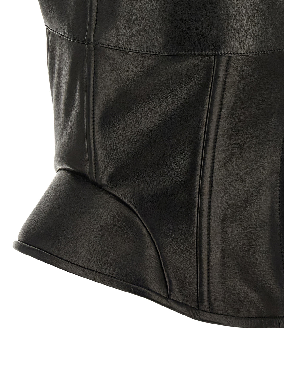 Ermanno Scervino Black Lamb Leather Tank Women's Tops