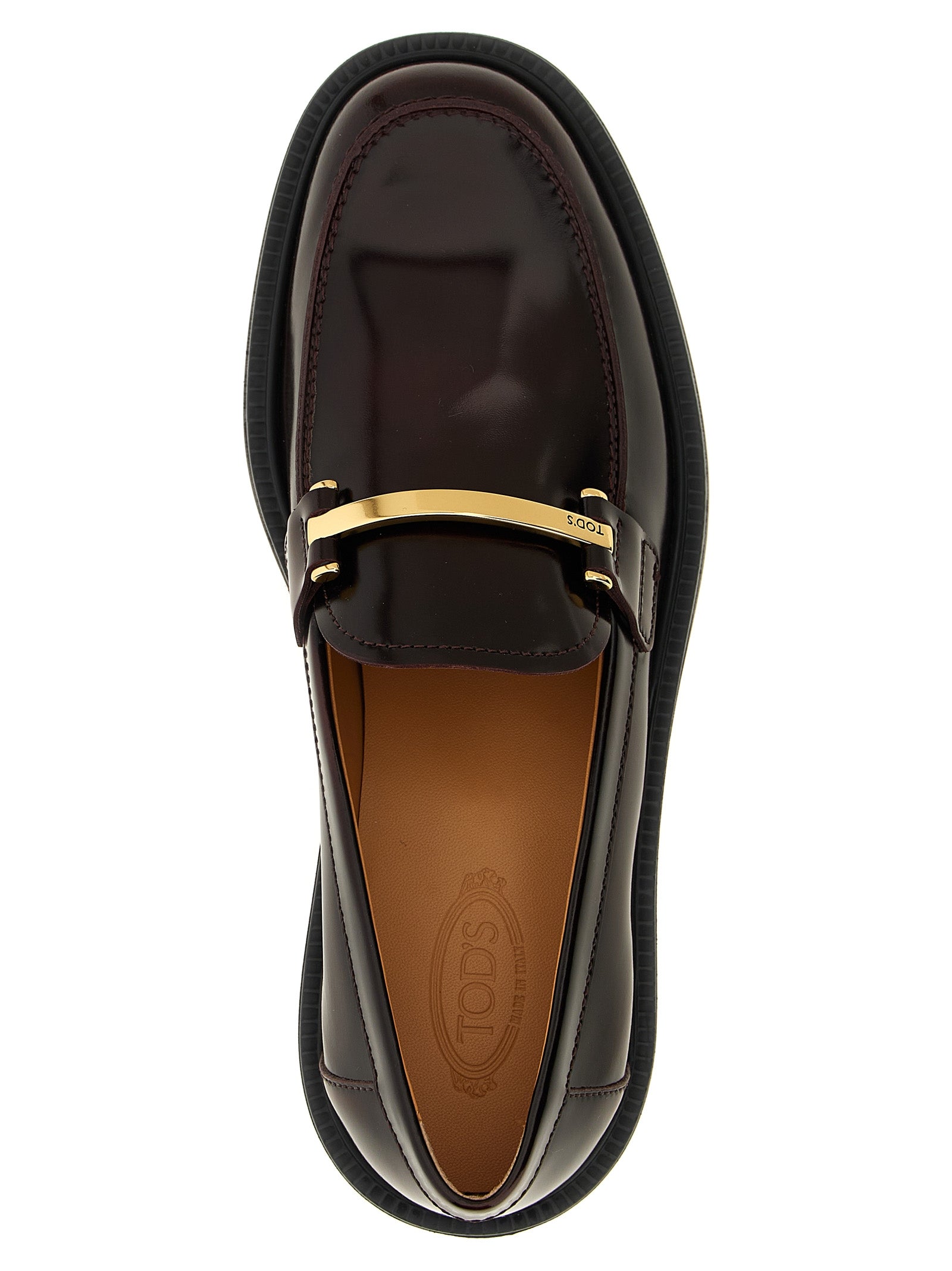 Tod's Bordeaux Calfskin Slip-On Women's Loafers