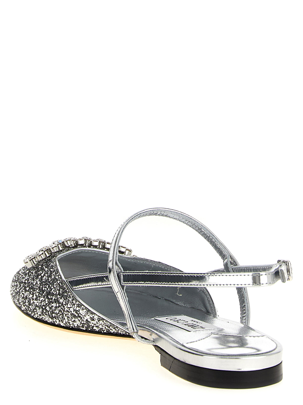 Jimmy Choo Silver Tencel Ballet Women's Flats