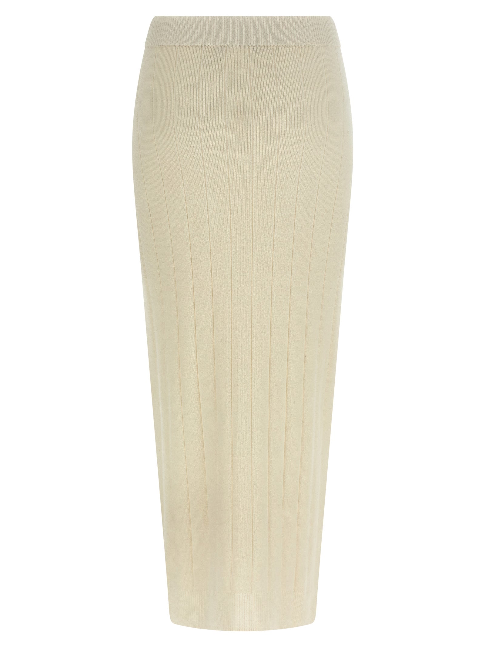 Max Mara White Cashmere Midi Women's Skirt