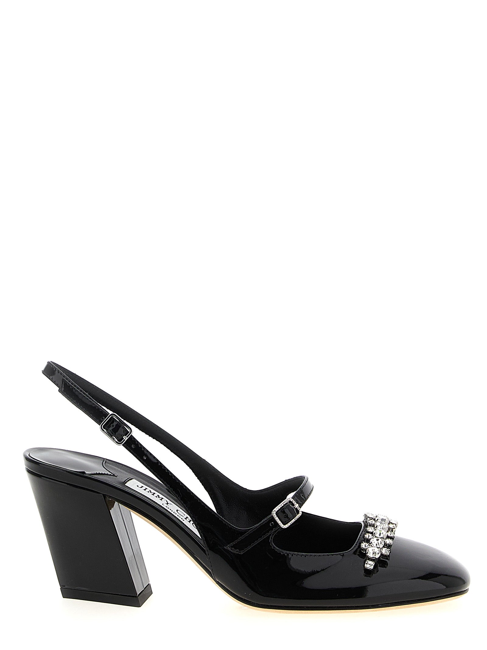 Jimmy Choo Black Leather Mid Heel Women's Pumps