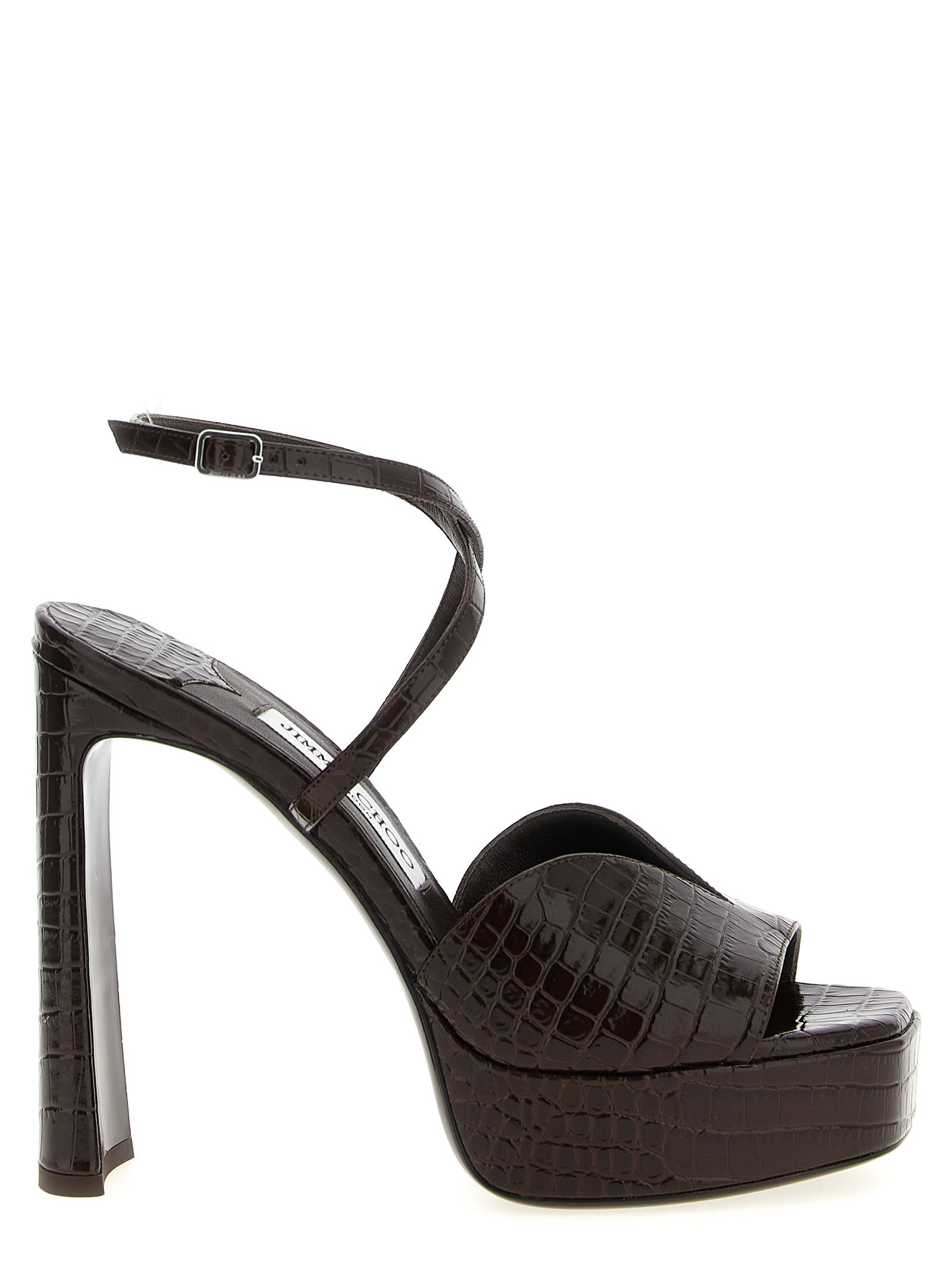 Jimmy Choo Brown Leather Stiletto Heel Women's Sandals