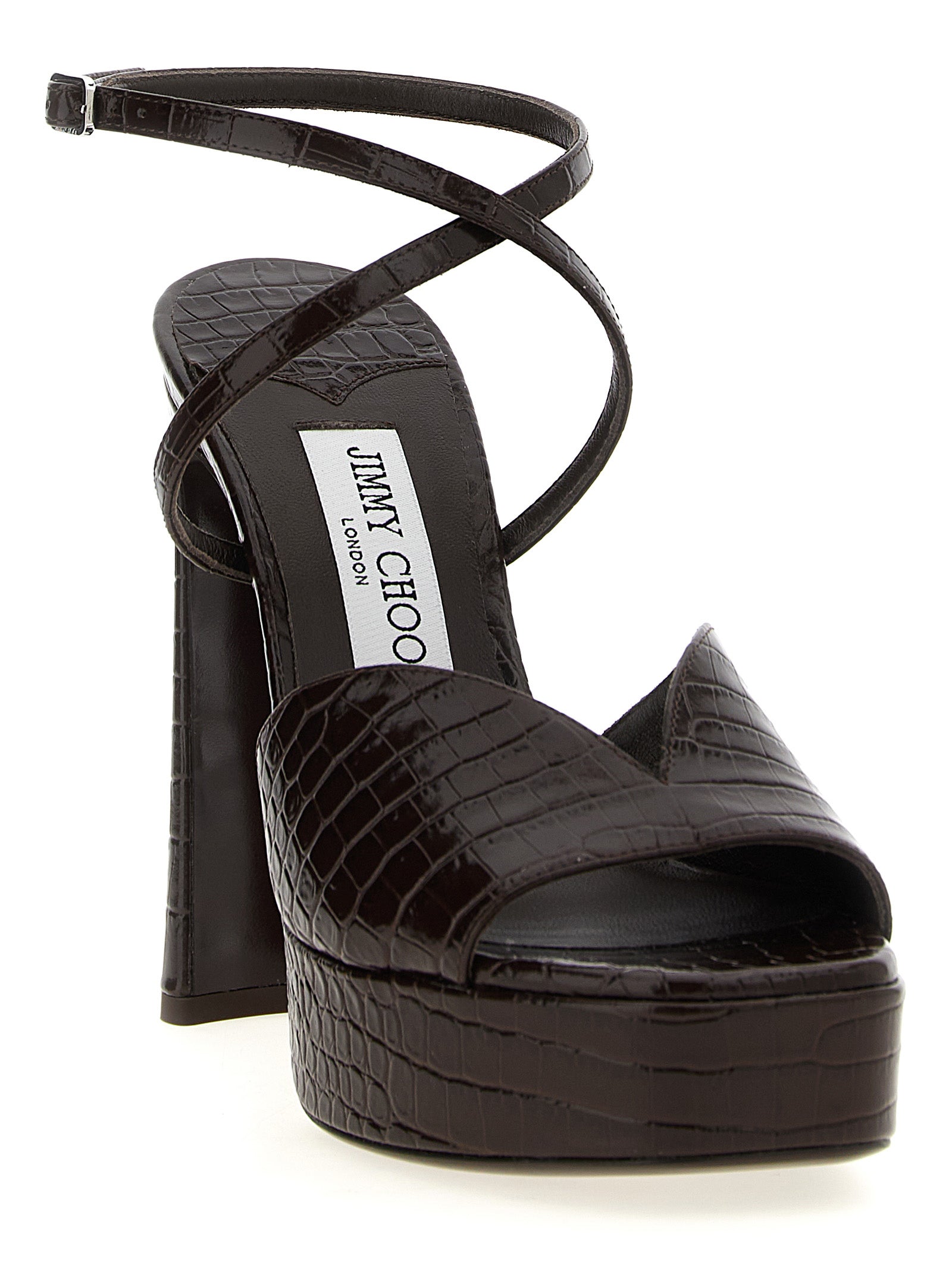 Jimmy Choo Brown Leather Stiletto Heel Women's Sandals