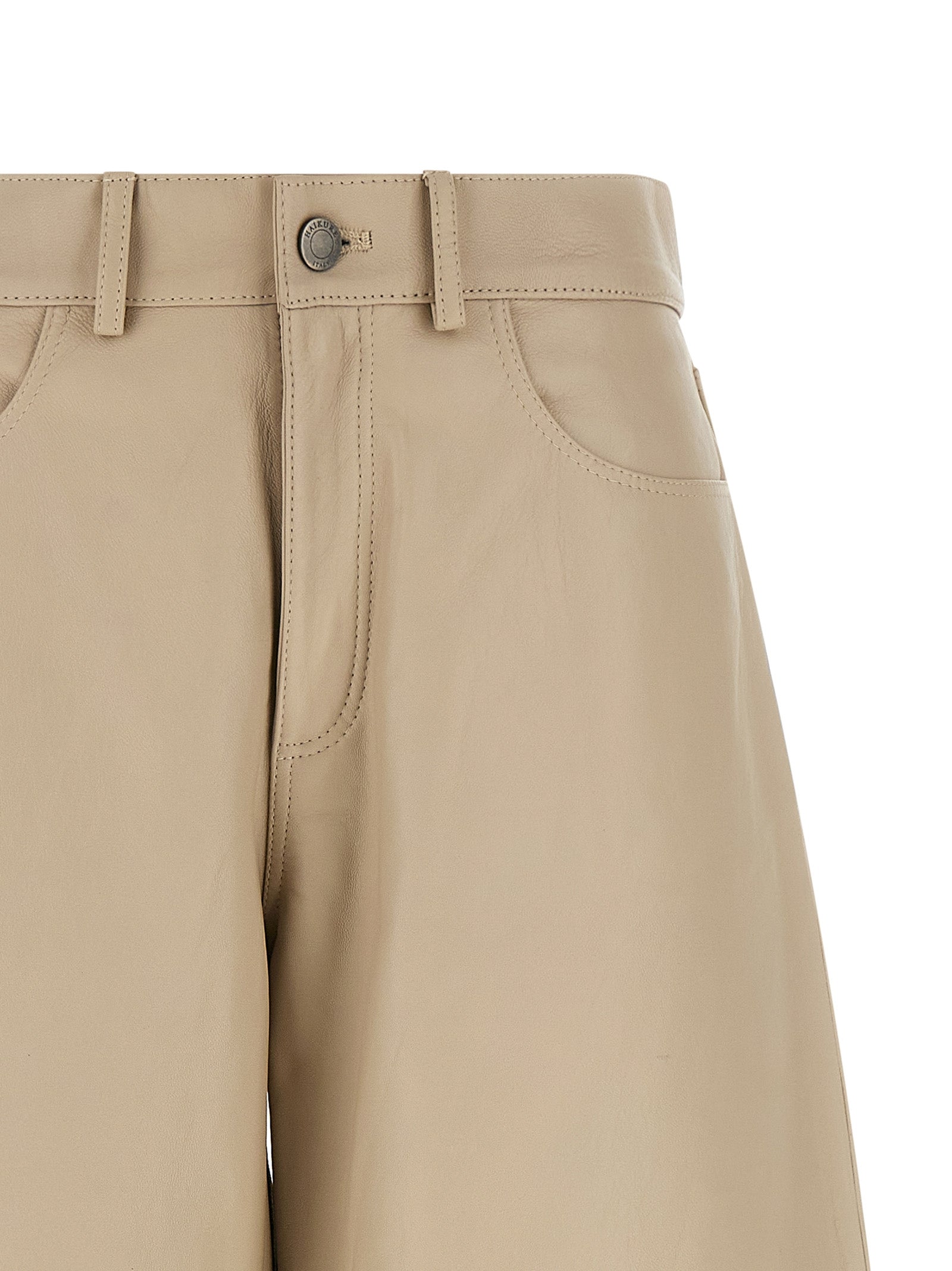 Haikure Beige Leather Women's Pants