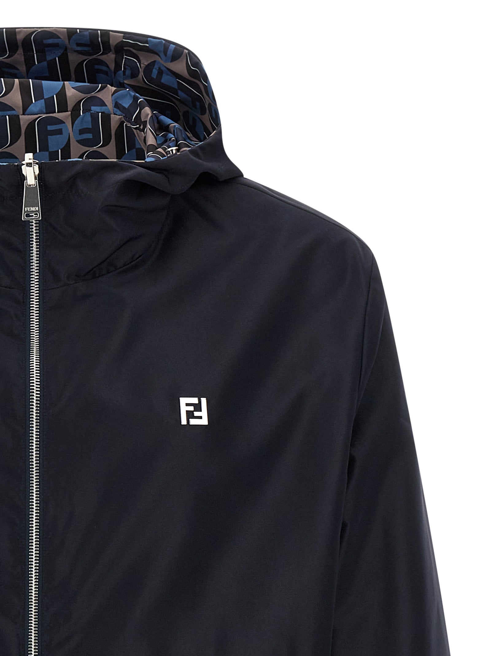 Fendi Blue Polyester Shell Men's Jacket